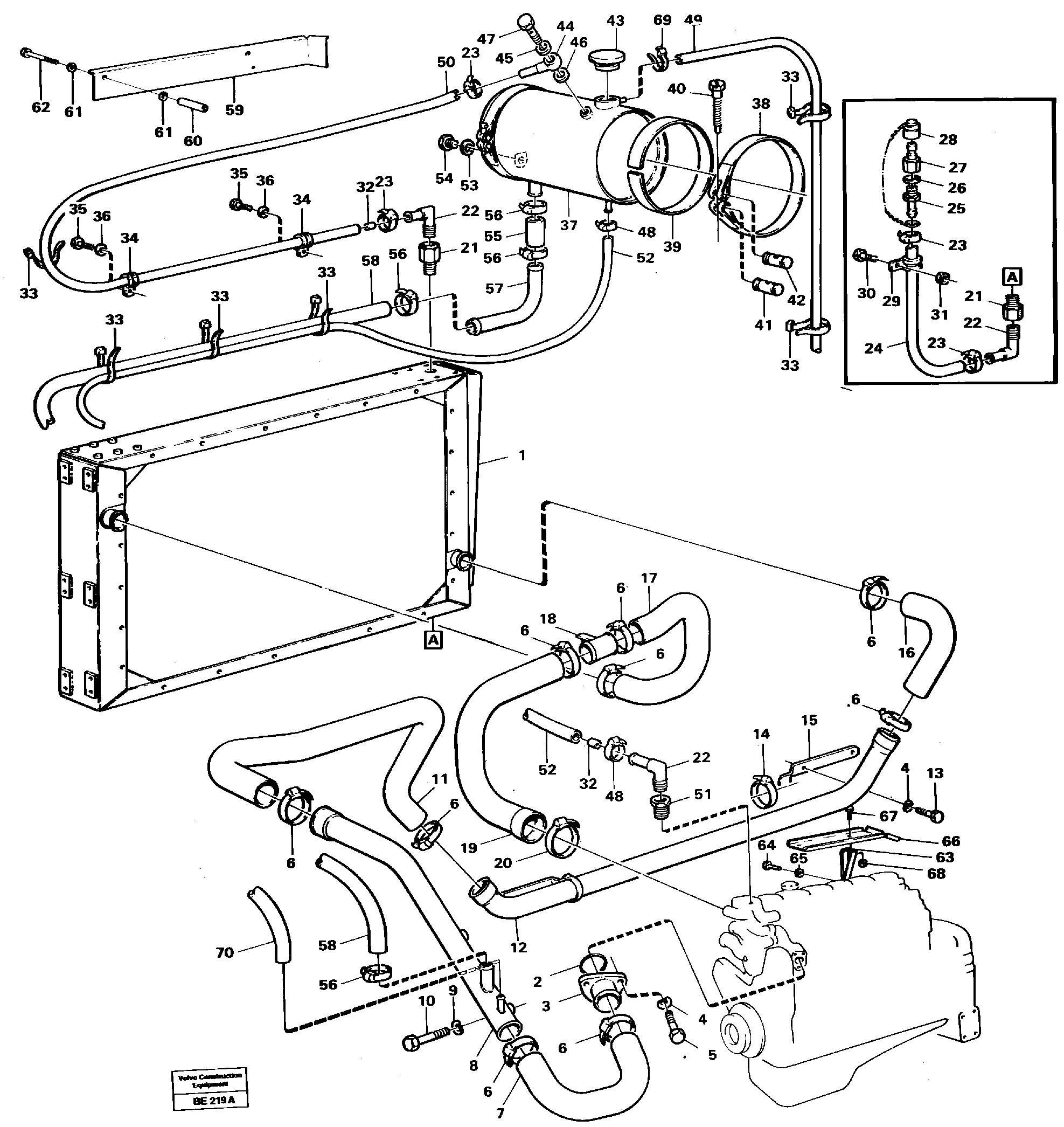 Radiator with connecting-parts SER NO - 1781 — volvo parts diagram