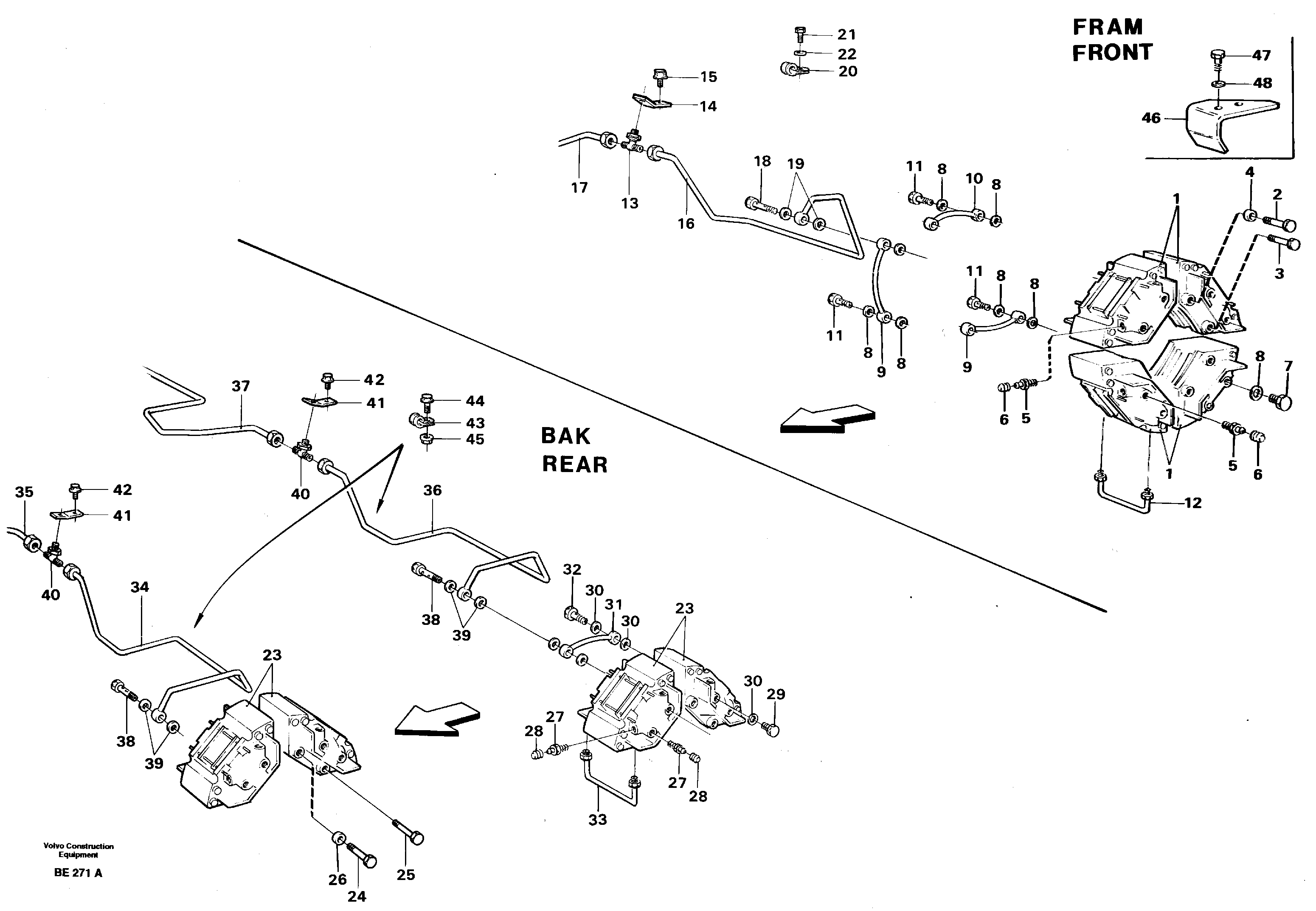 Brake and tubes  SER NO - 1826, SER NO - 1829 (USA) — volvo parts diagram