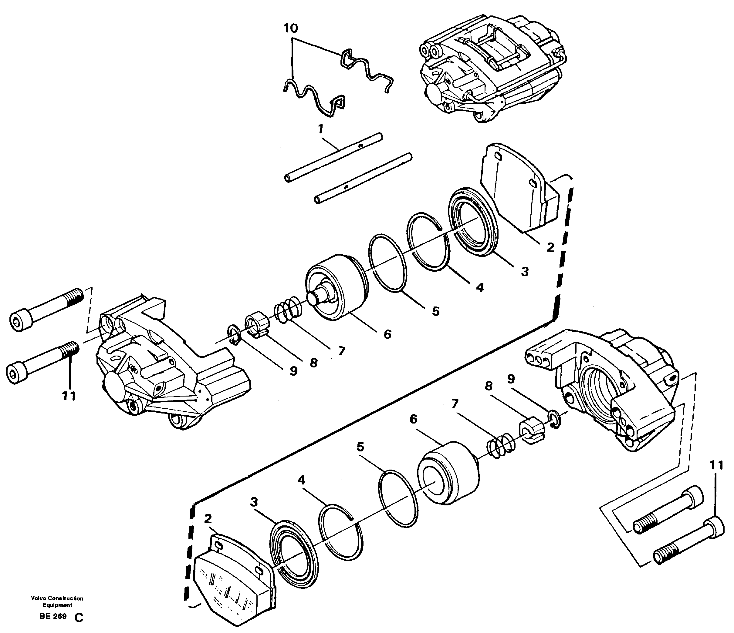 Disc brake SER NO - 1826, SER NO - 1829 (USA) — volvo parts diagram