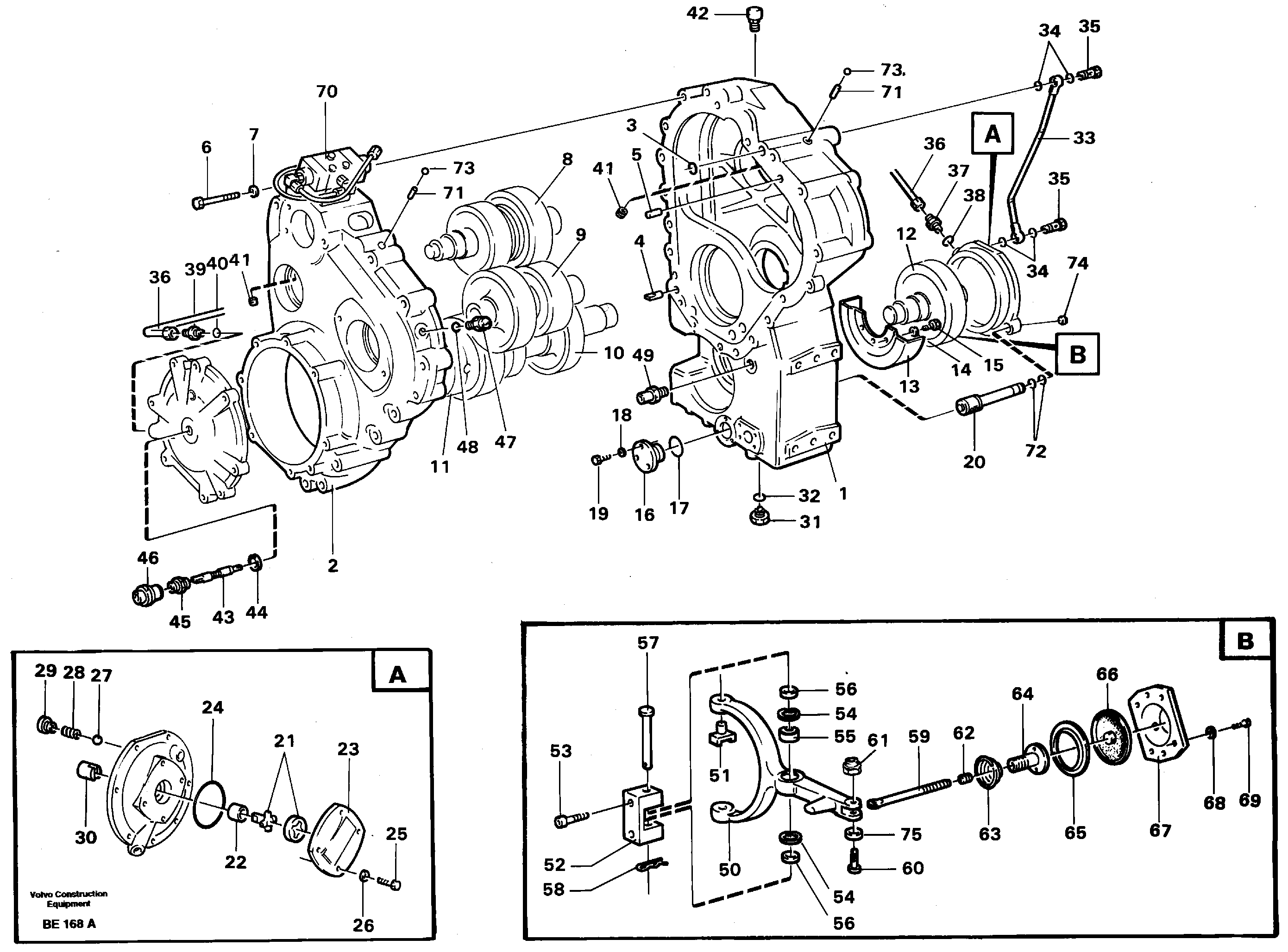Transfer gear box 30844 SER NO - 2884 — volvo parts diagram