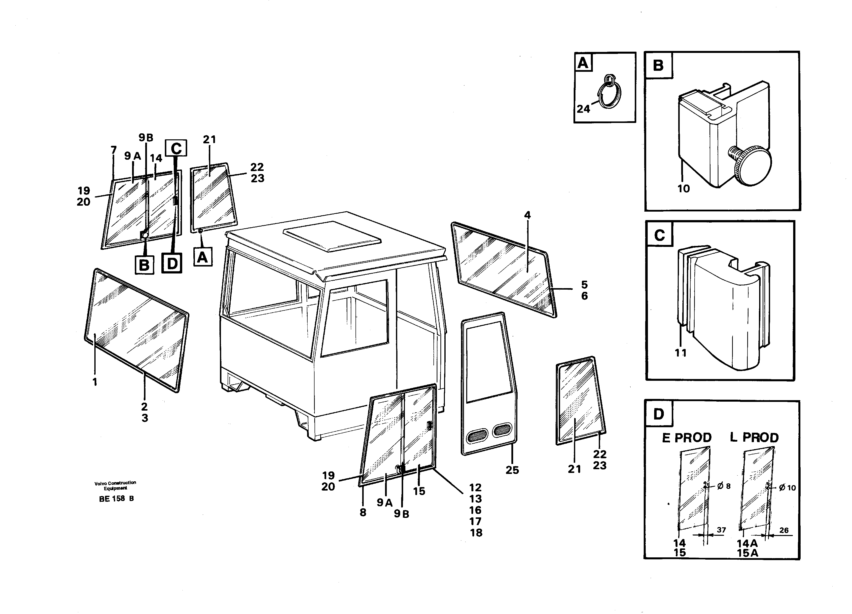 Glass panes CAB - 3030 — volvo parts diagram