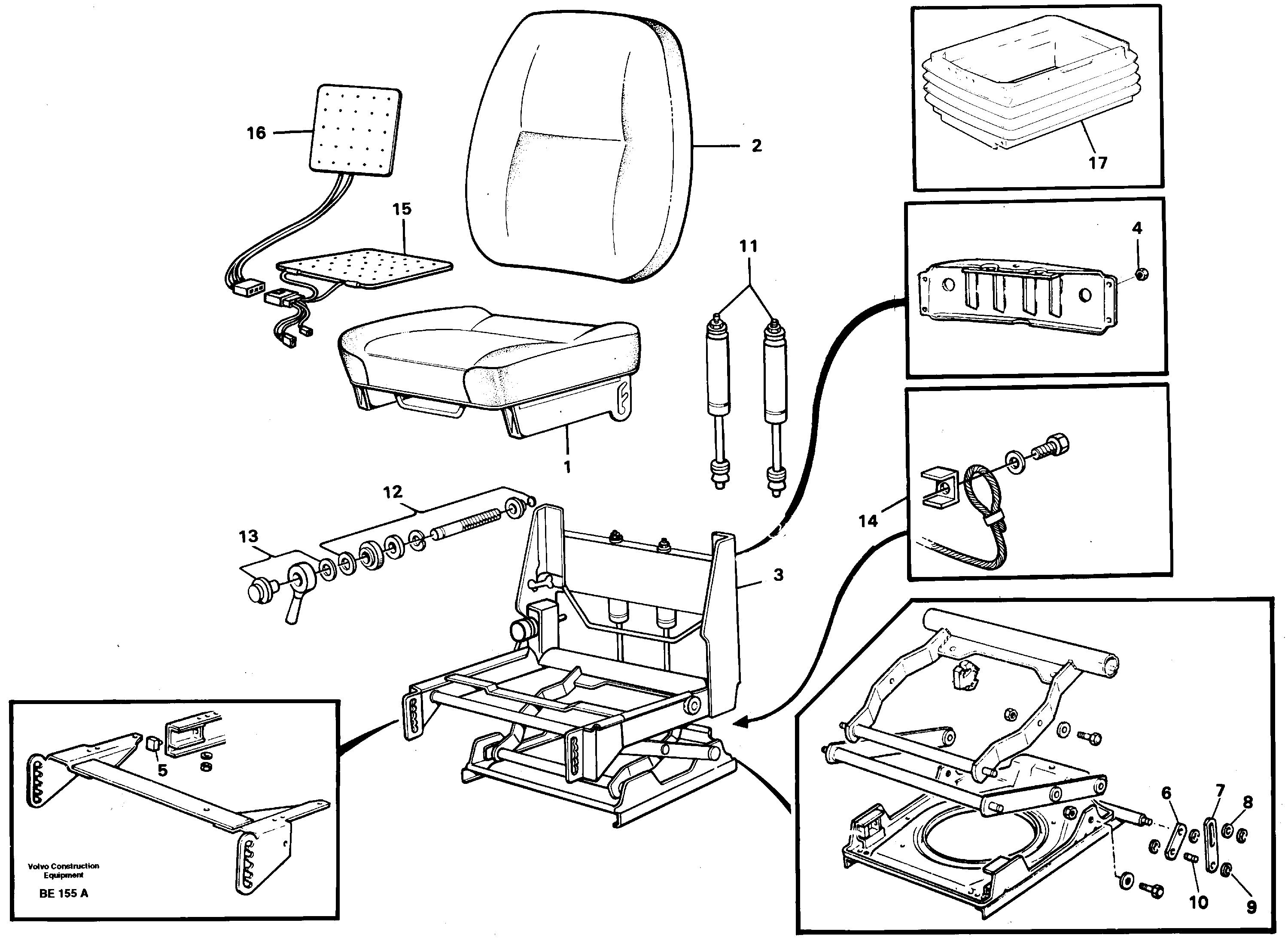 Operator's seat  SER NO 1056 - 1883, SER NO - 1885 (USA) — volvo parts diagram