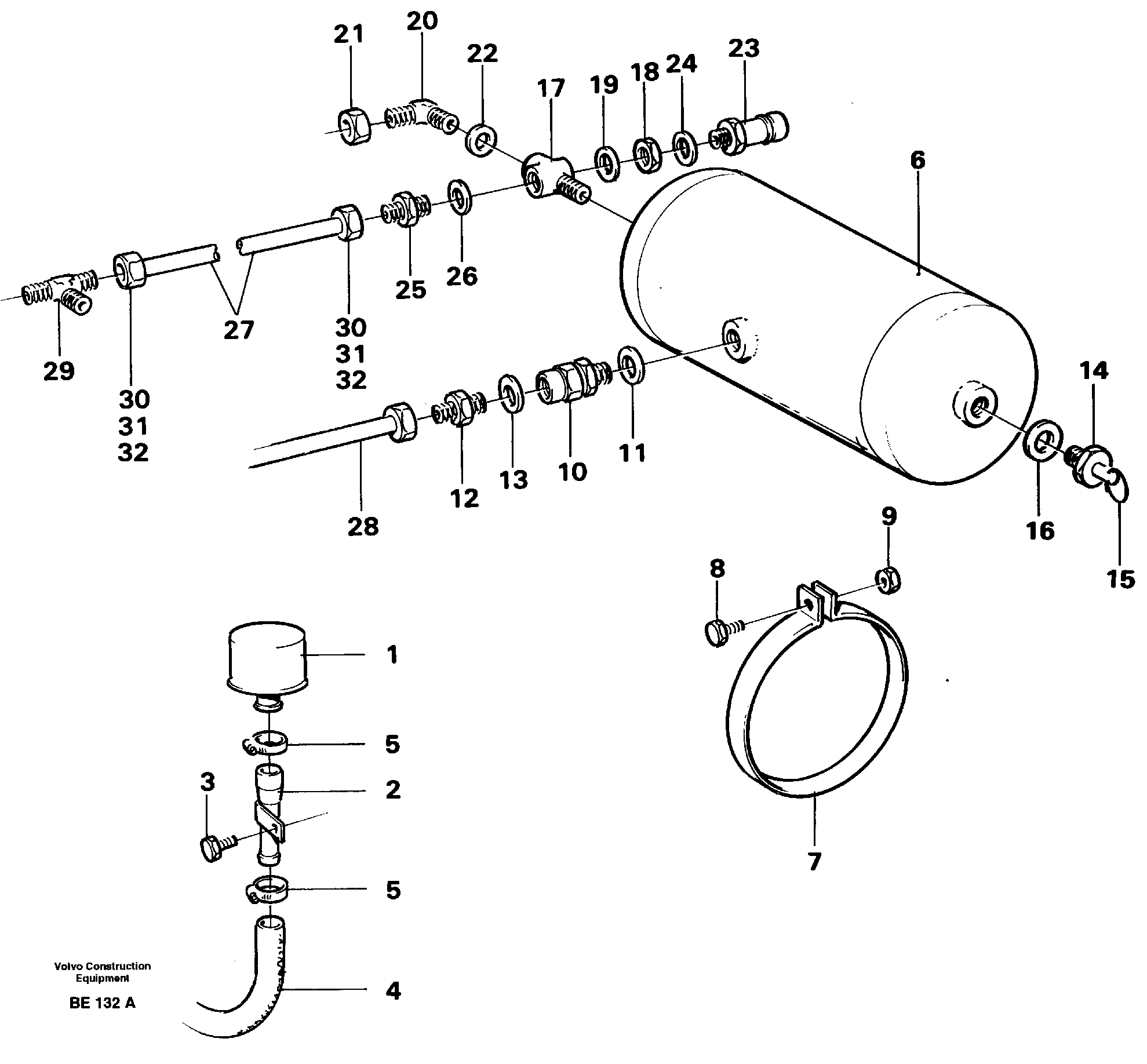 Air-filter and air-tank  SER NO - 1539, SER NO - 1548 (USA) — volvo parts diagram