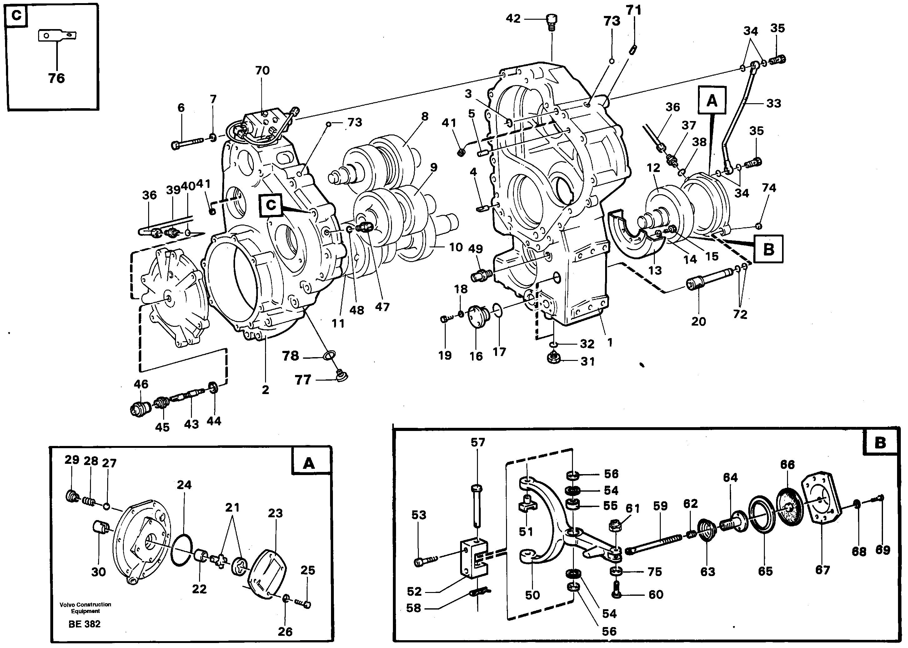 Transfer gear box 30899 SER NO 2885 - — volvo parts diagram