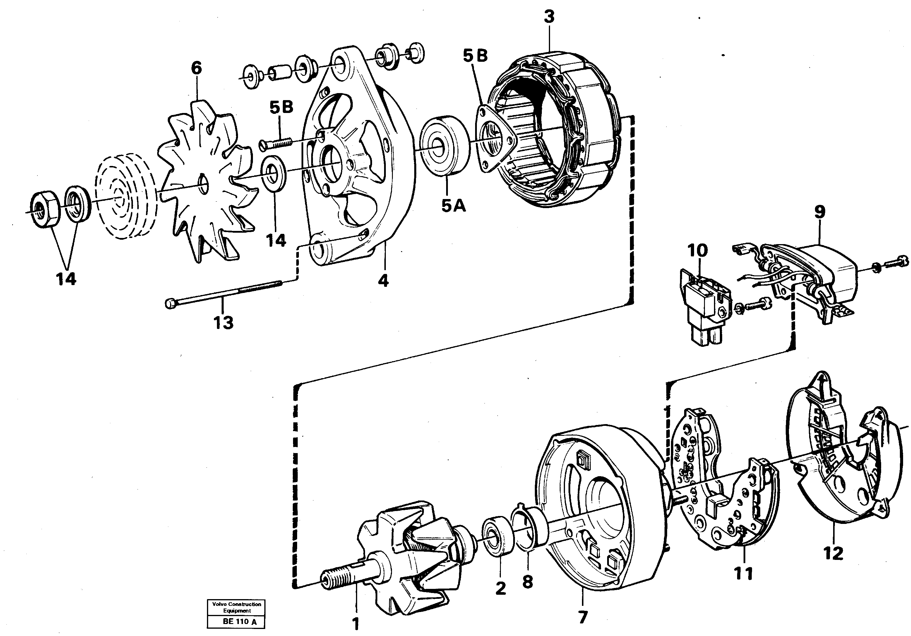 Alternator ser no 1270 - 1451, ser no 1276 - 1476 (USA) — volvo parts diagram
