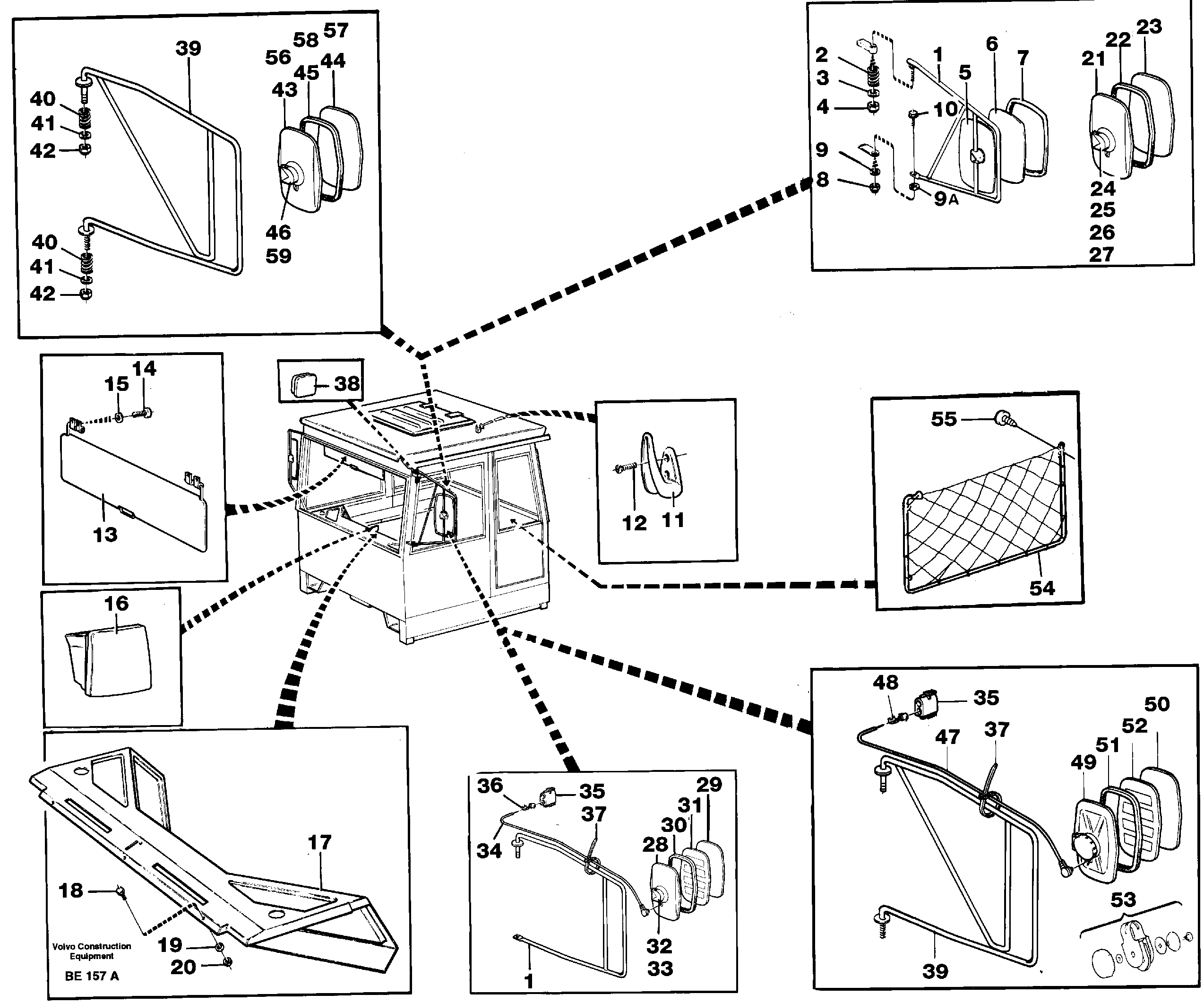 Rear view mirrors and sun vizors — volvo parts diagram