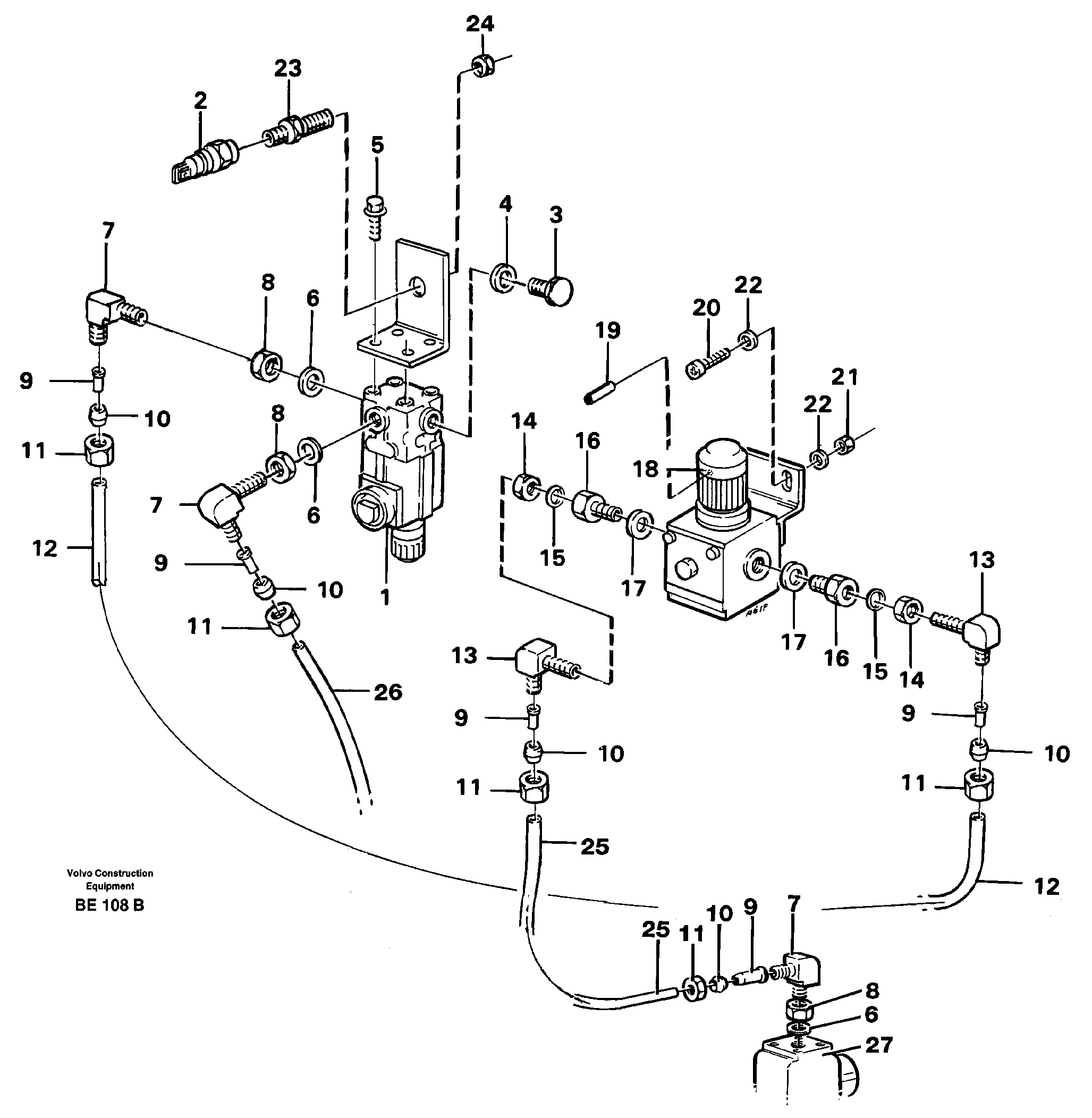 Pneumatic system - gear box  SER NO - 3030 — volvo parts diagram