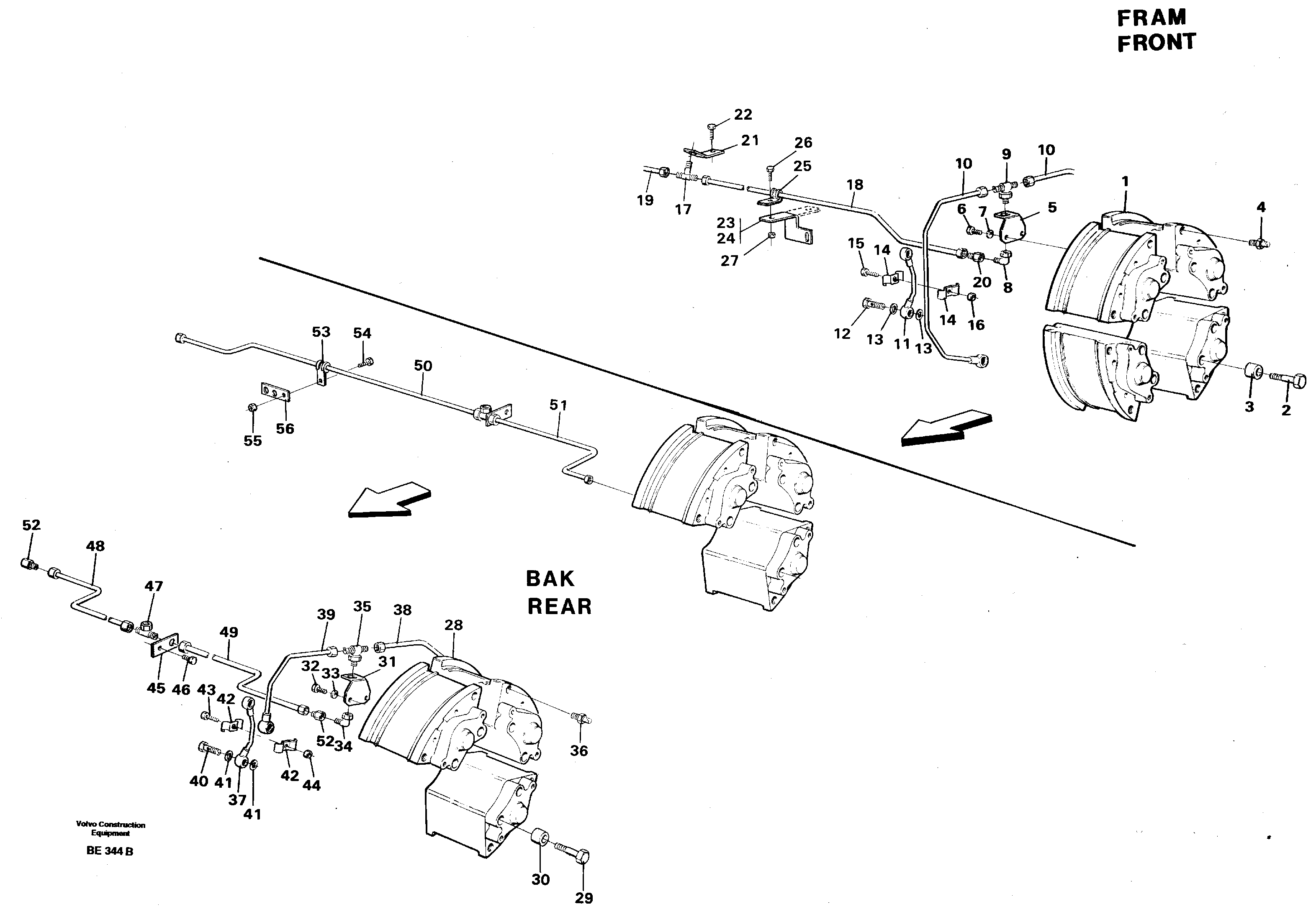 Brake and tubes  SER NO 1827 -, SER NO 1830 - (USA) — volvo parts diagram