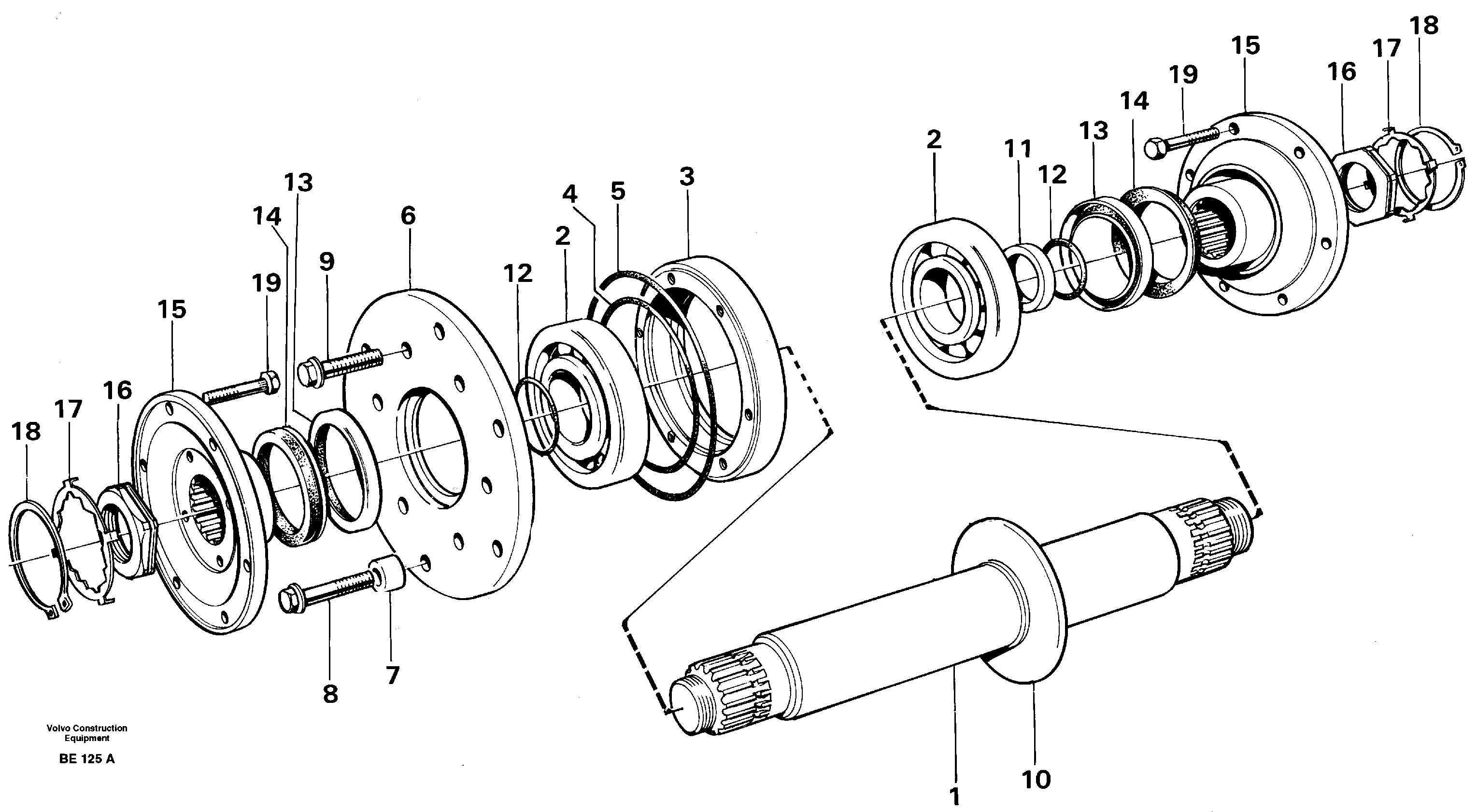 Intermediate shaft SER NO - 1441, SER NO - 1446 USA — volvo parts diagram