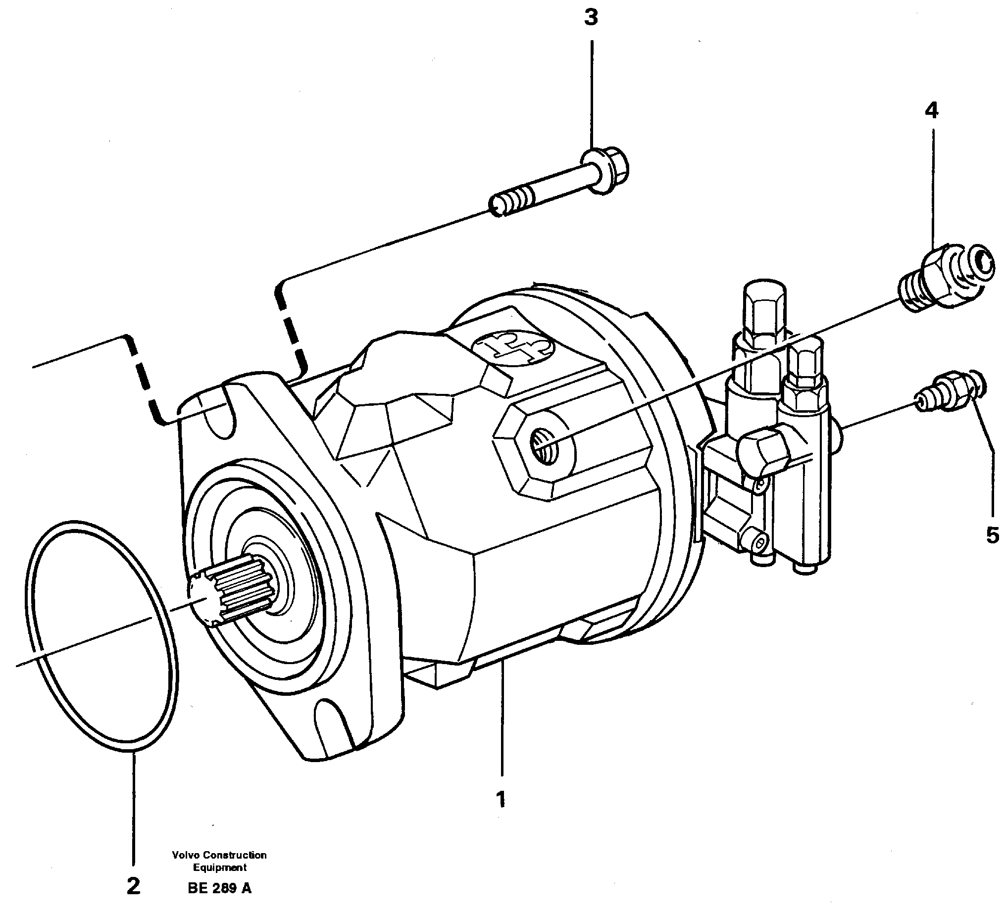 Hydraulic pump with fitting parts — volvo parts diagram