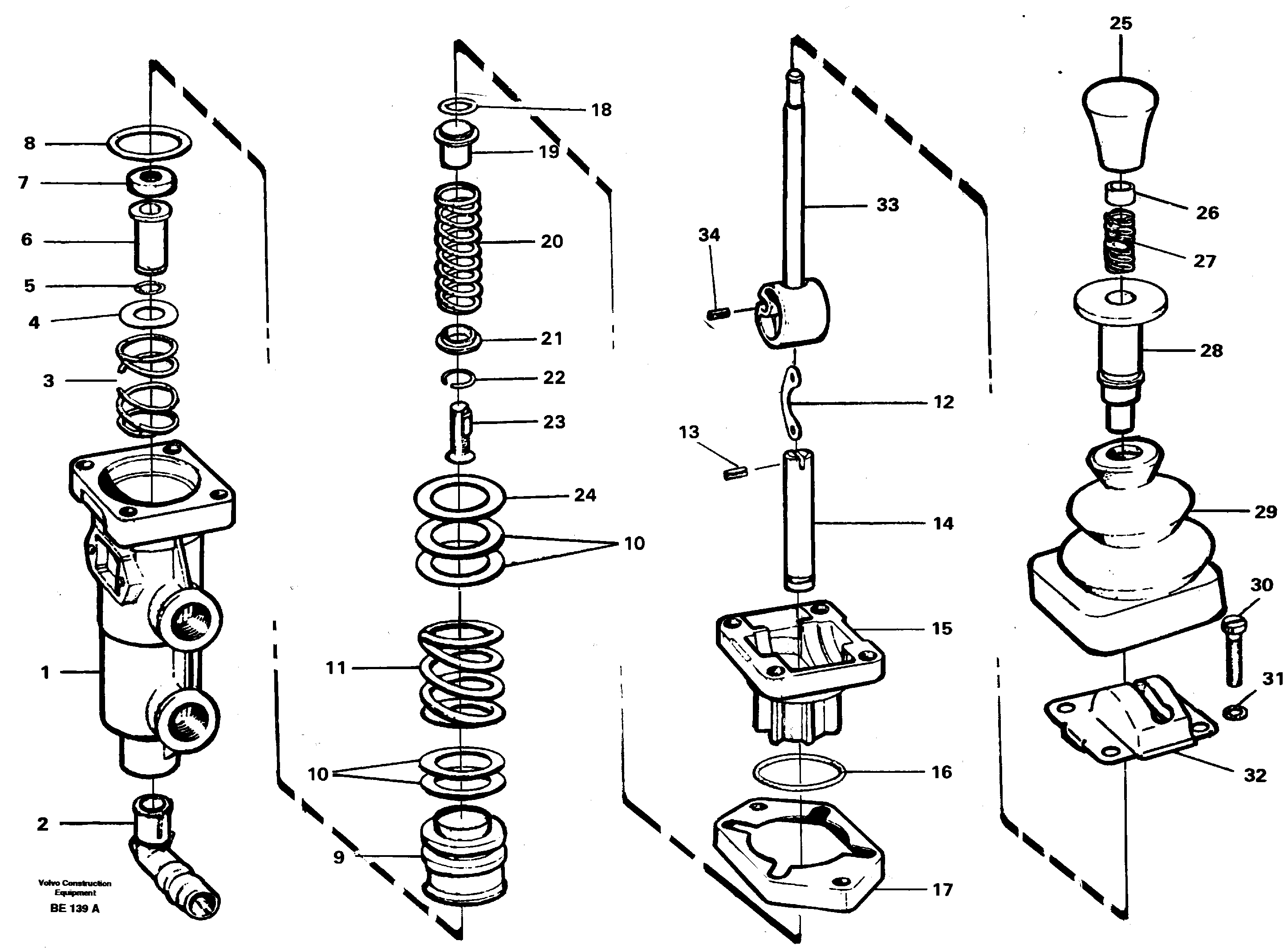 Parking brake valve  SER NO 1540 -, SER NO 1549 -  USA — volvo parts diagram