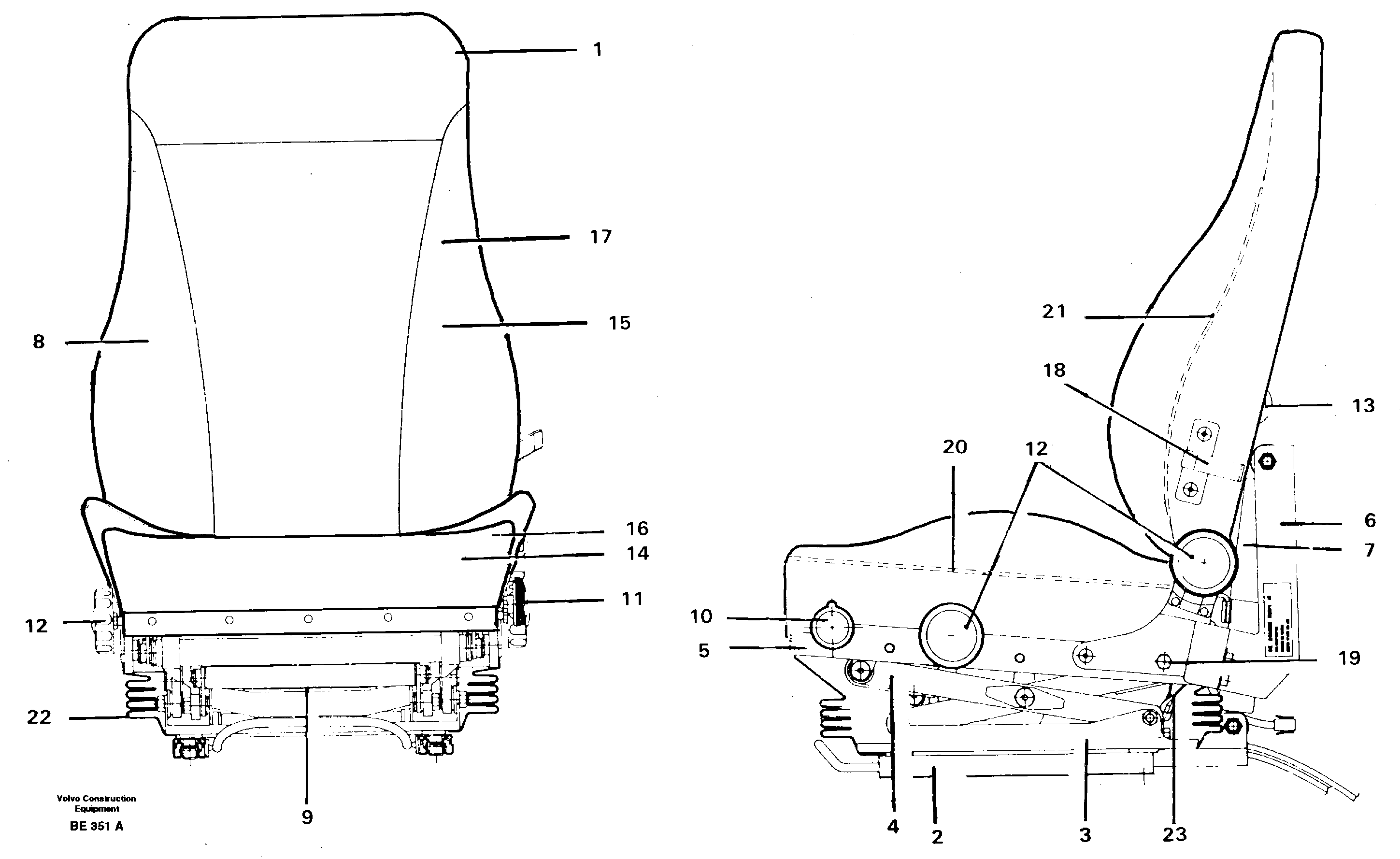 Operator's seat  92174 — volvo parts diagram