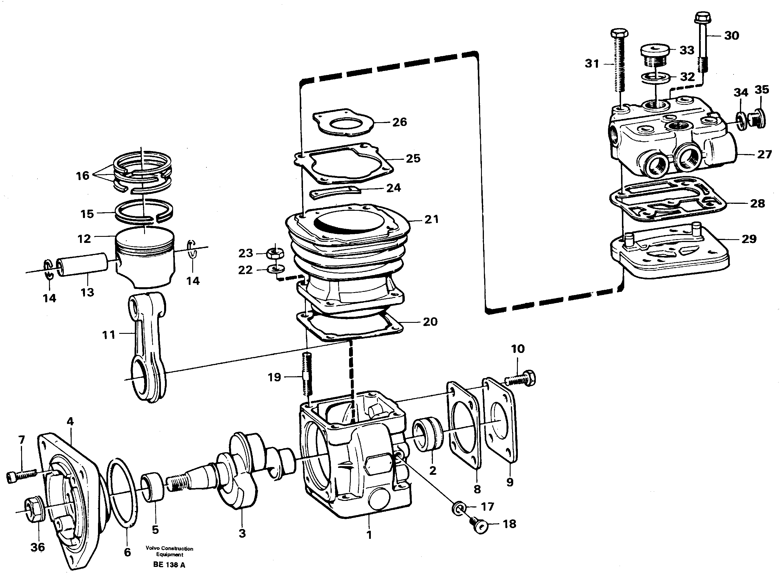 Air compressor  SER NO 1540 -, SER NO 1549 - (USA) — volvo parts diagram