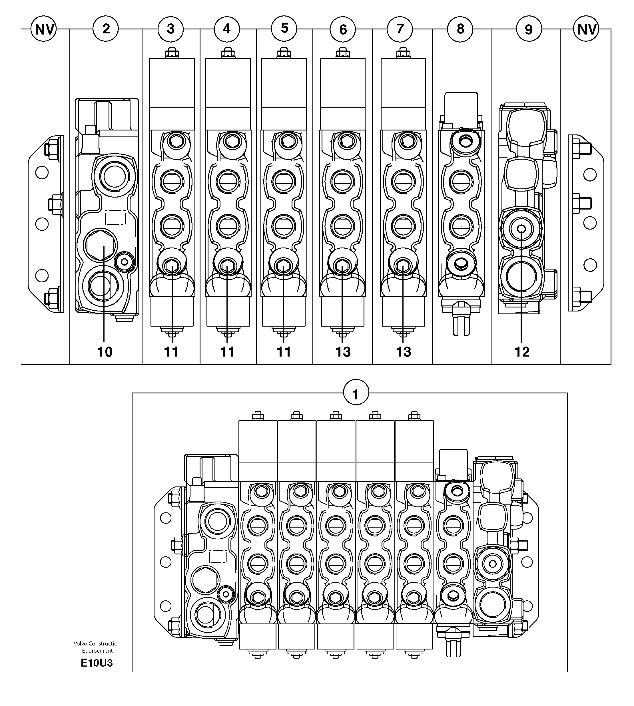 Control valve : 6 spools — volvo parts diagram