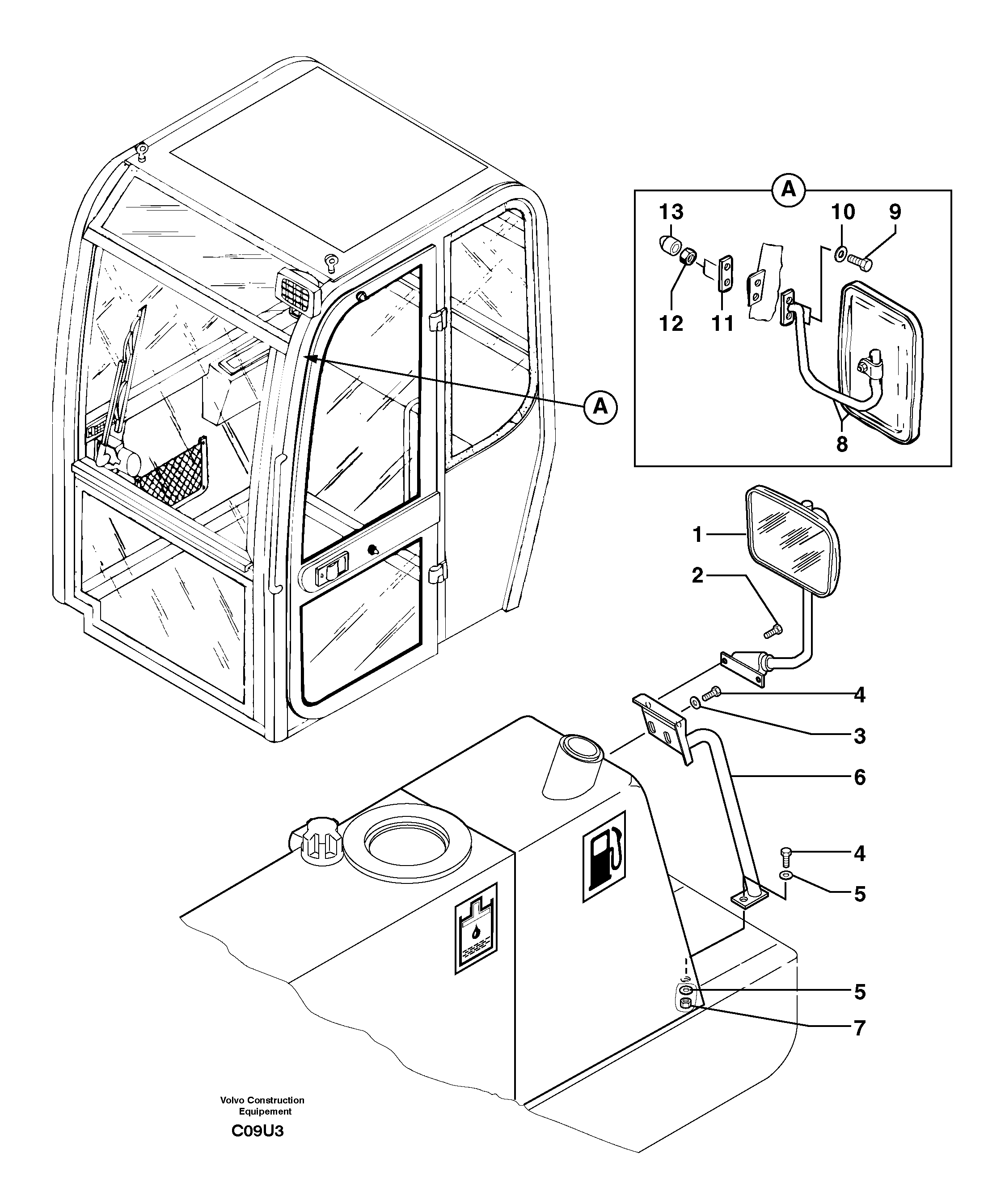 Rear-view mirror — volvo parts diagram