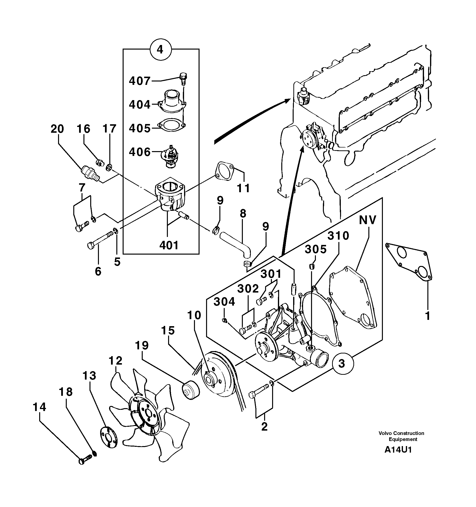 Water pump — volvo parts diagram