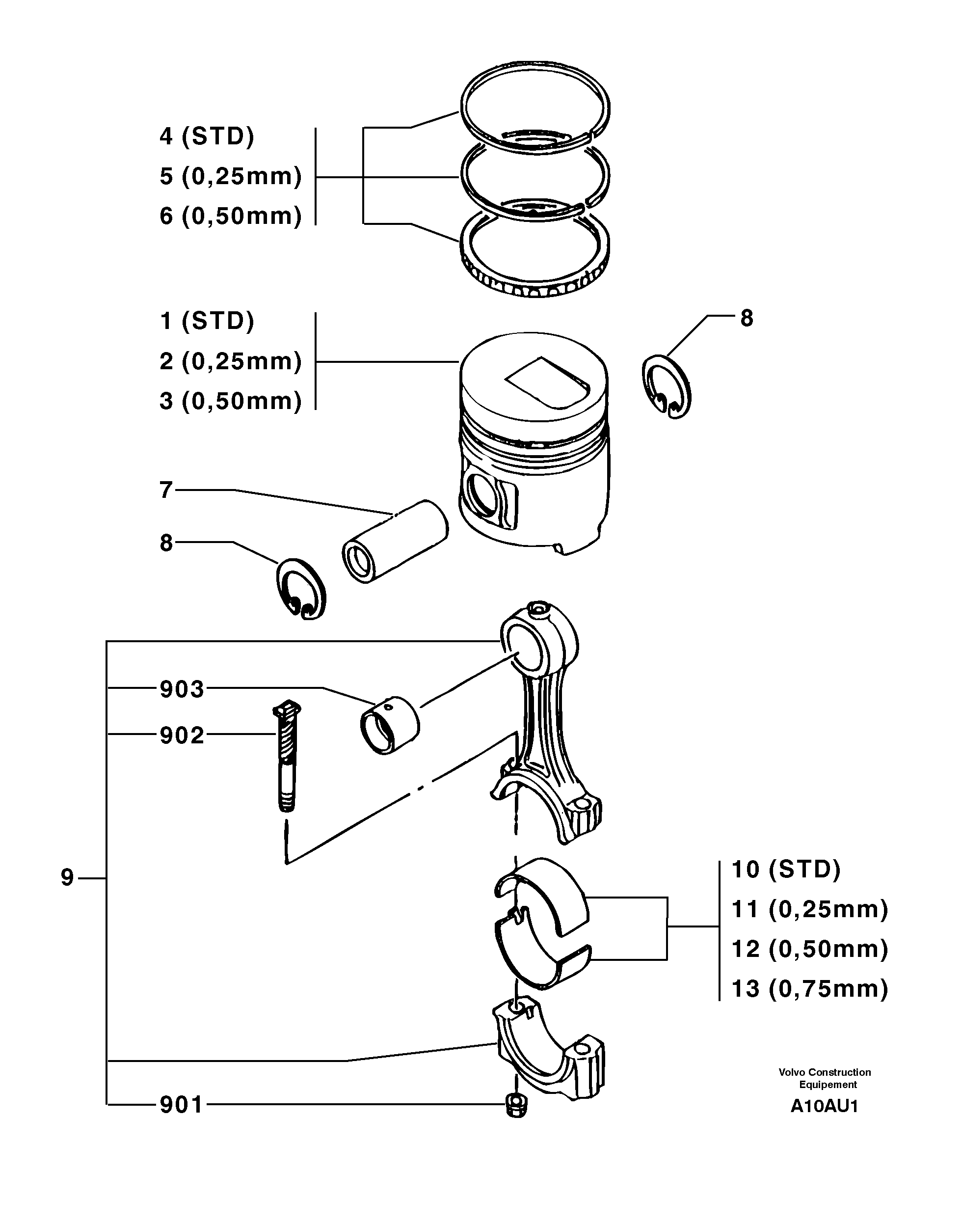 Pistons / connecting rods  ENG 35170 - — volvo parts diagram