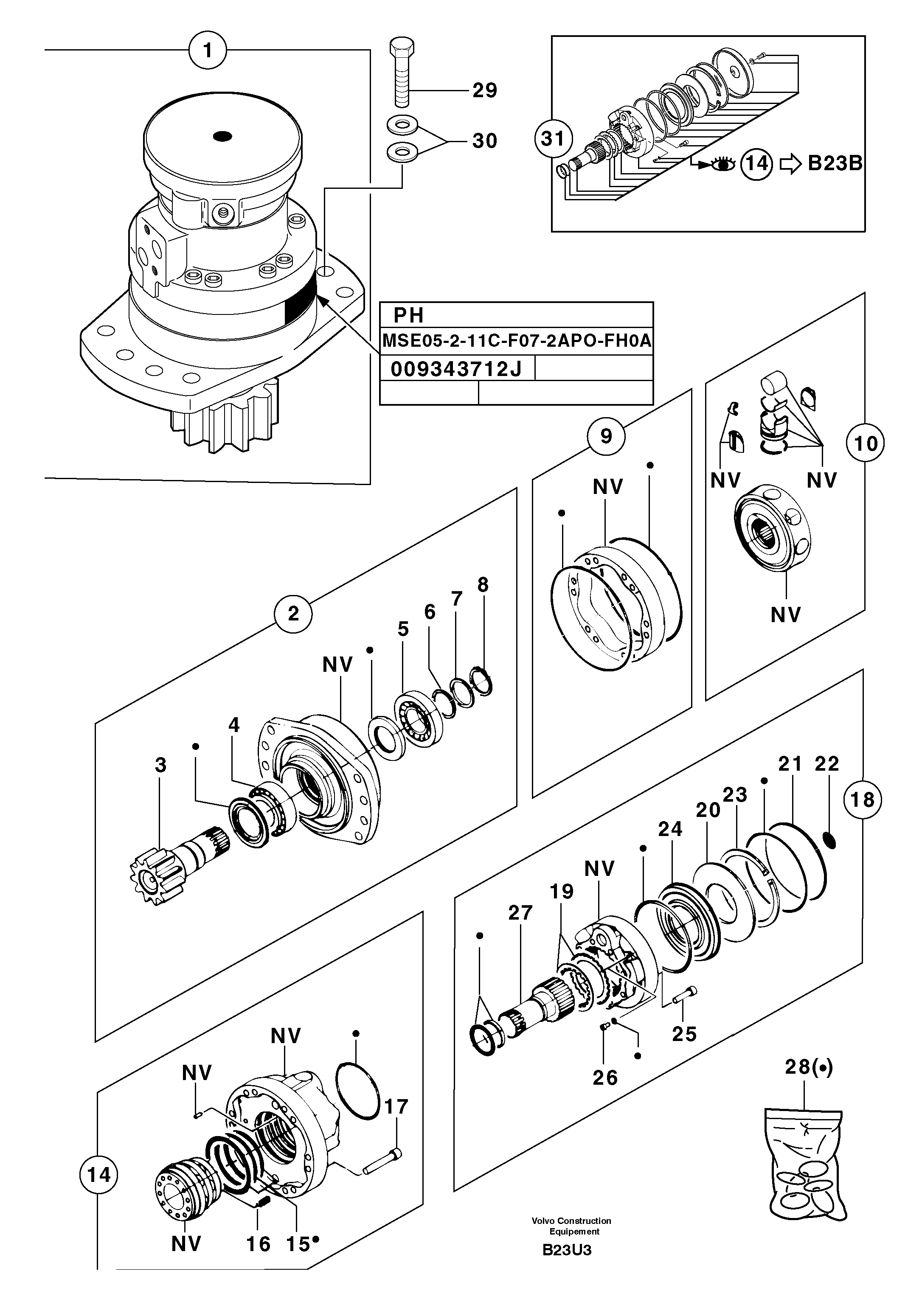 Slewing gear motor — volvo parts diagram