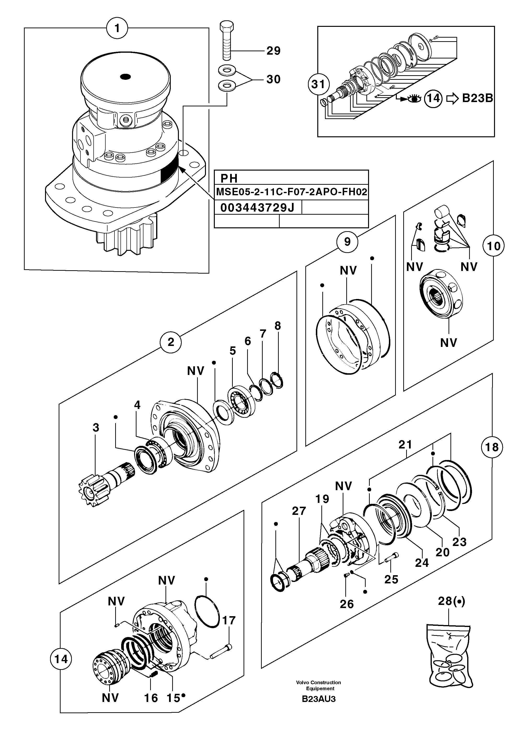 Slewing gear motor — volvo parts diagram