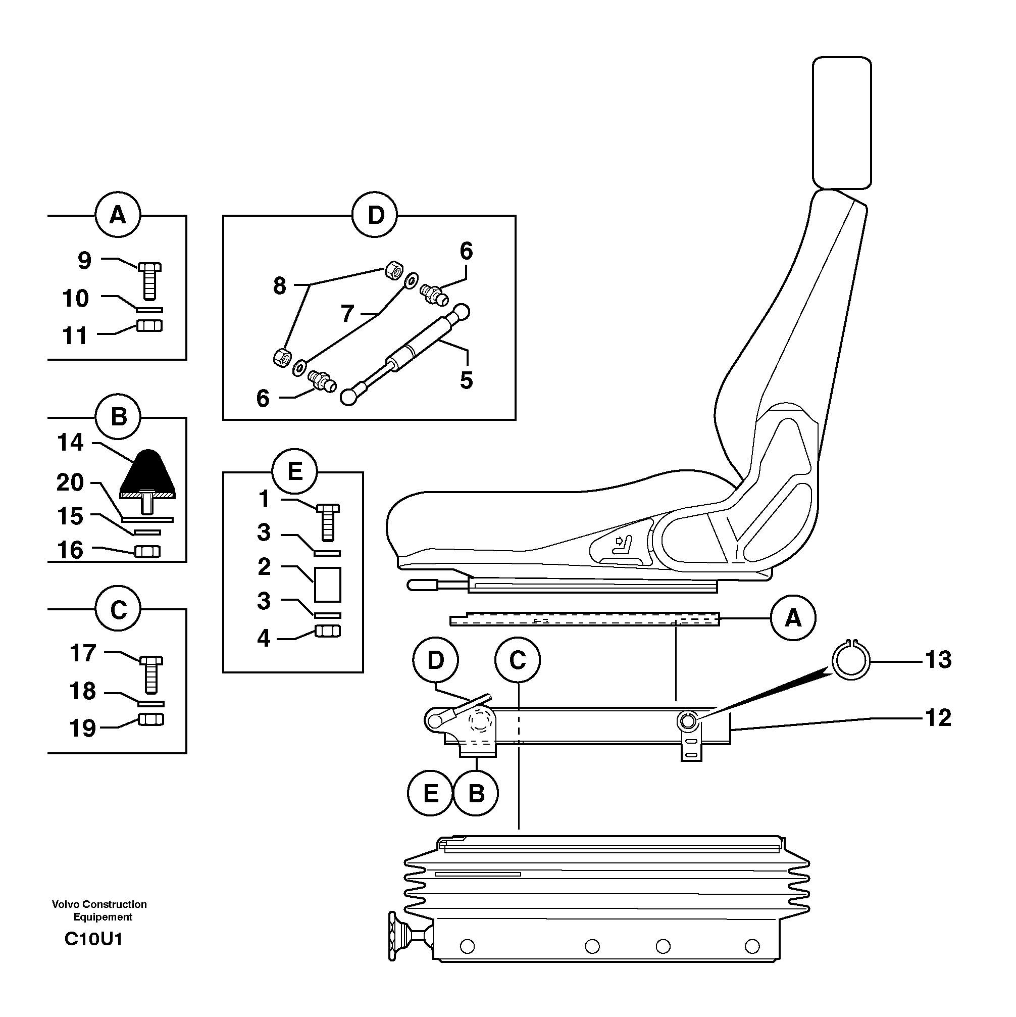 Suspended seat ( holding fixture ) — volvo parts diagram