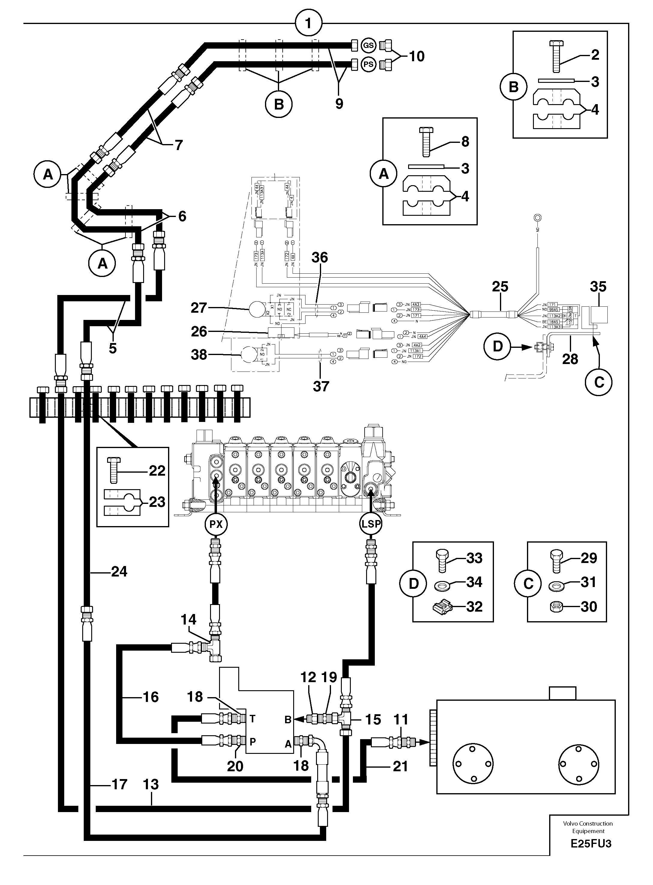 Hyd. circuit (quickfit/double-acting) — volvo parts diagram