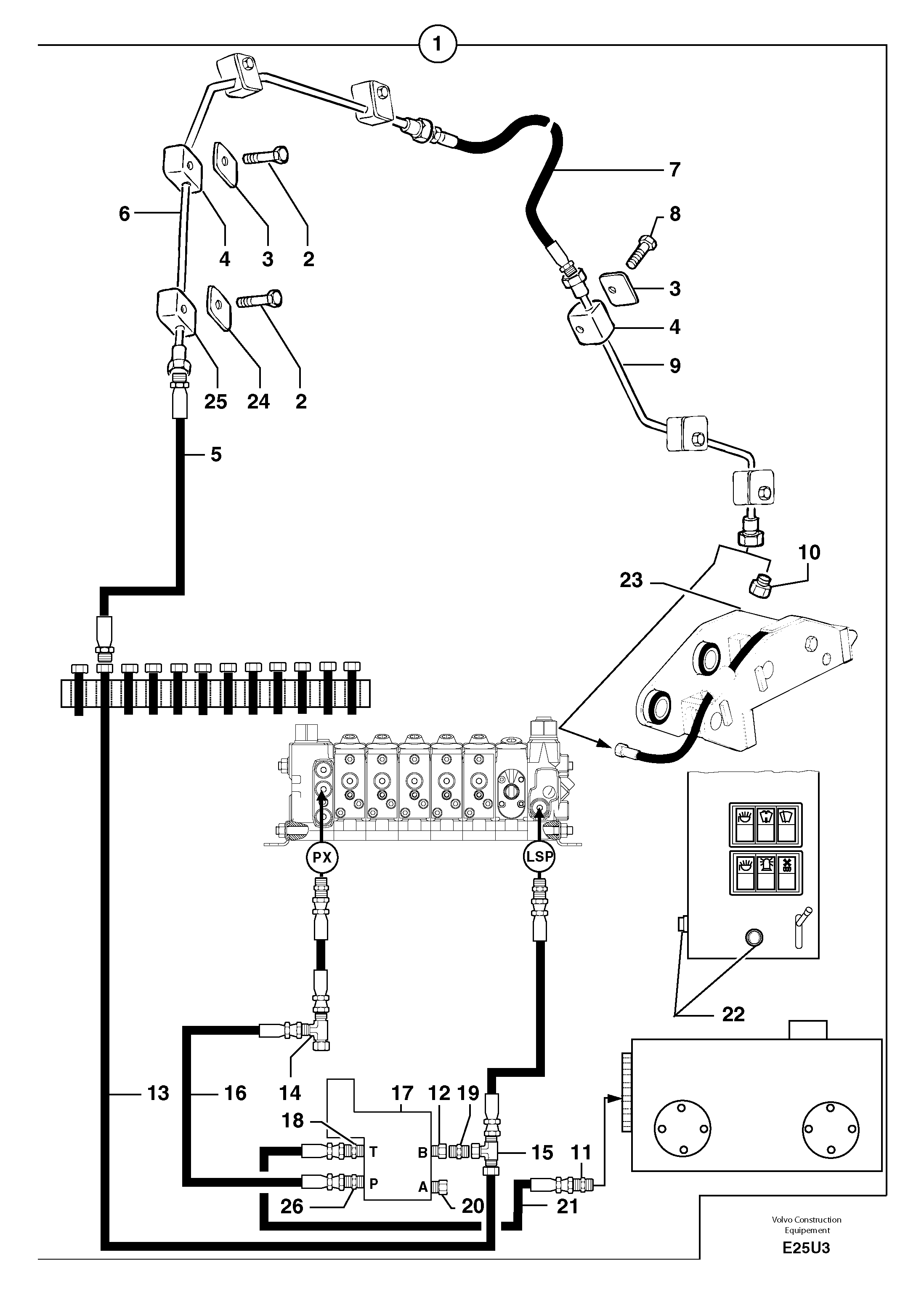 Hydraulic circuit ( snap-action attachment ) — volvo parts diagram