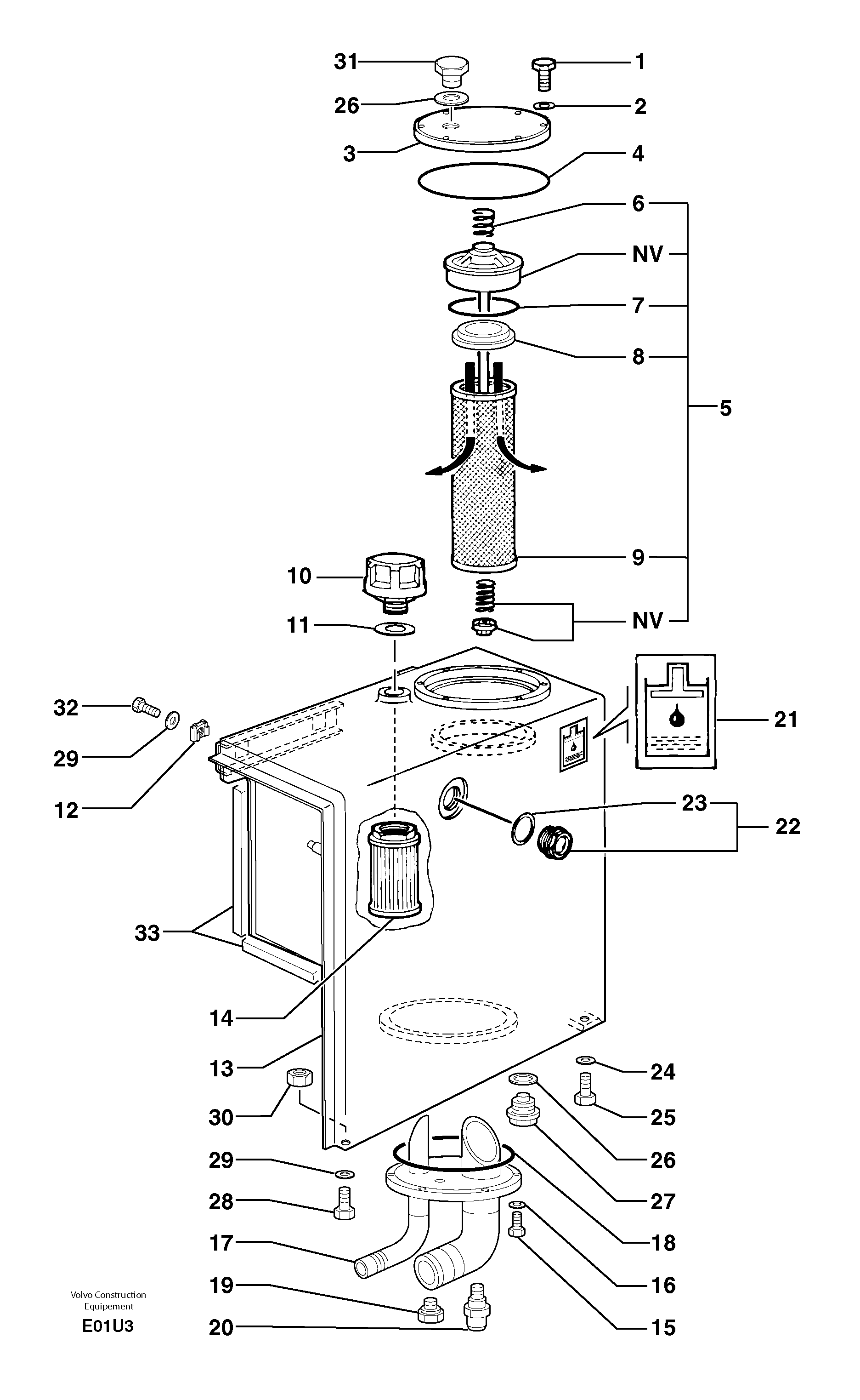 Hydraulic tank — volvo parts diagram