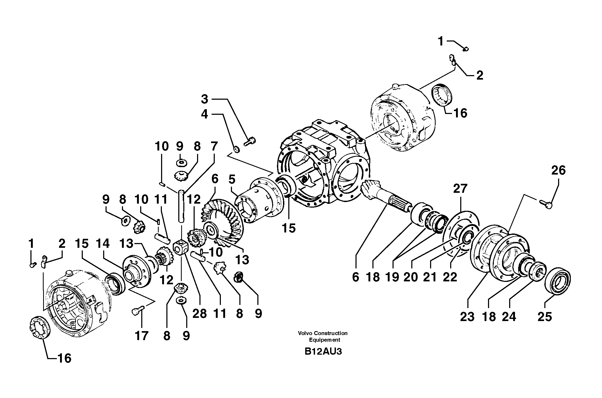 Rear axle ( 1660 ) : differential — volvo parts diagram