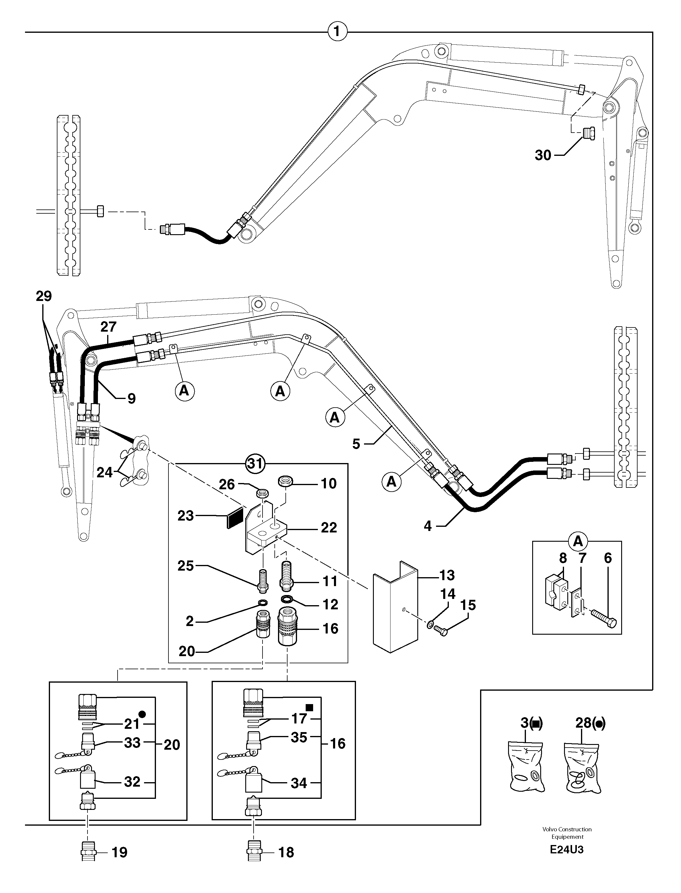 Hydraulic circuit ( accessories - 90 l/min ) — volvo parts diagram
