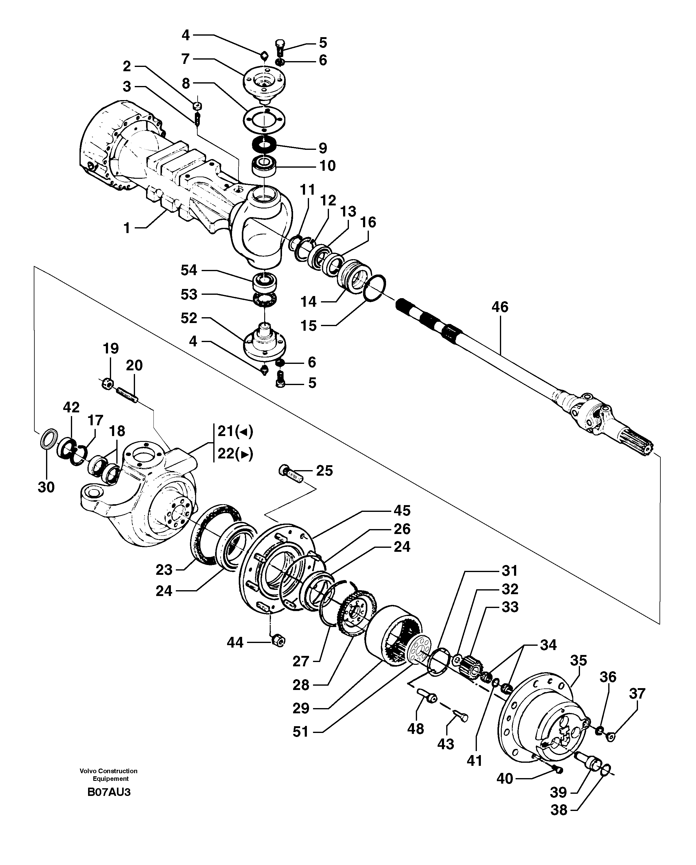 Front axle ( 1660 ) : axle — volvo parts diagram
