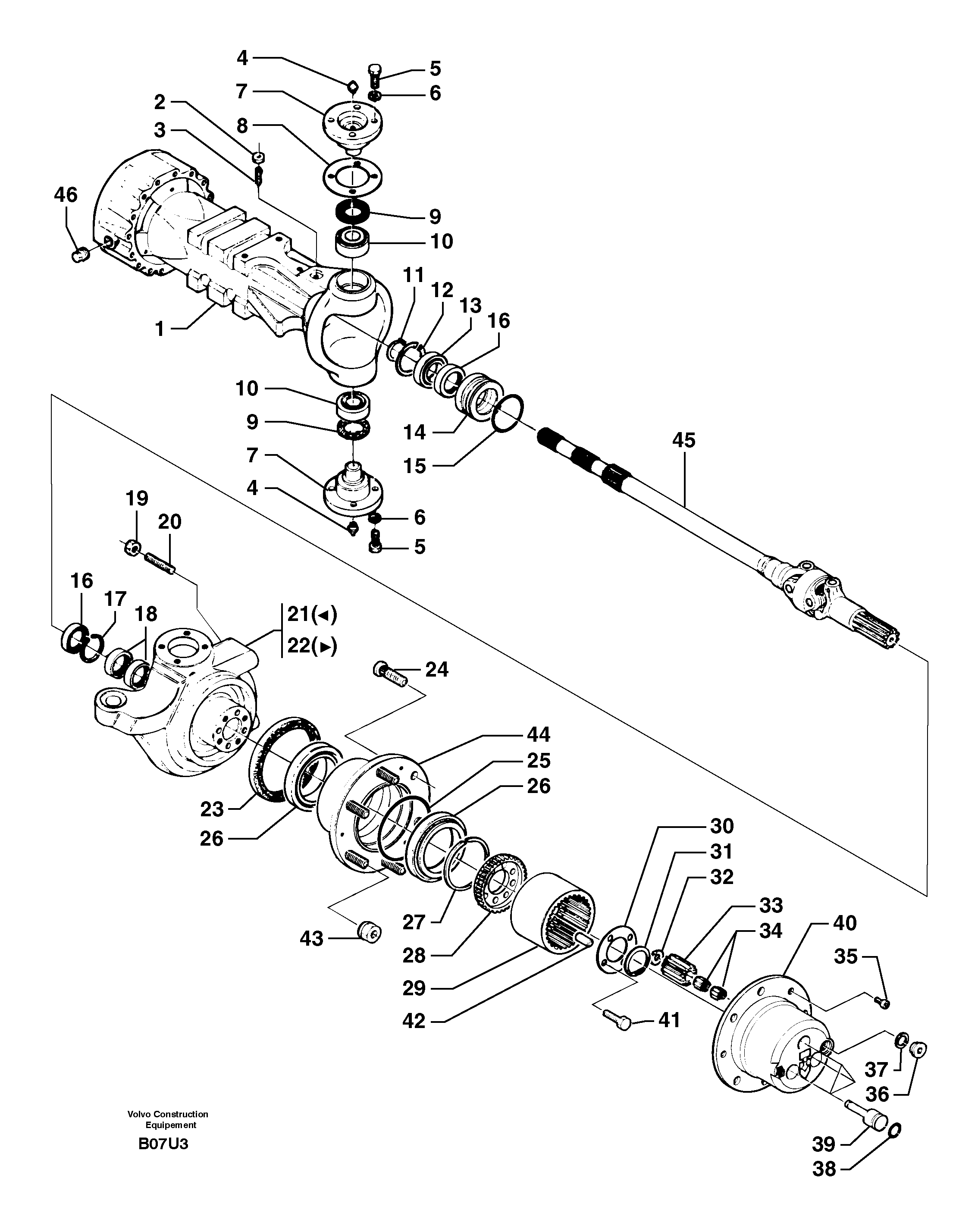 Front axle ( 1660 ) : axle — volvo parts diagram