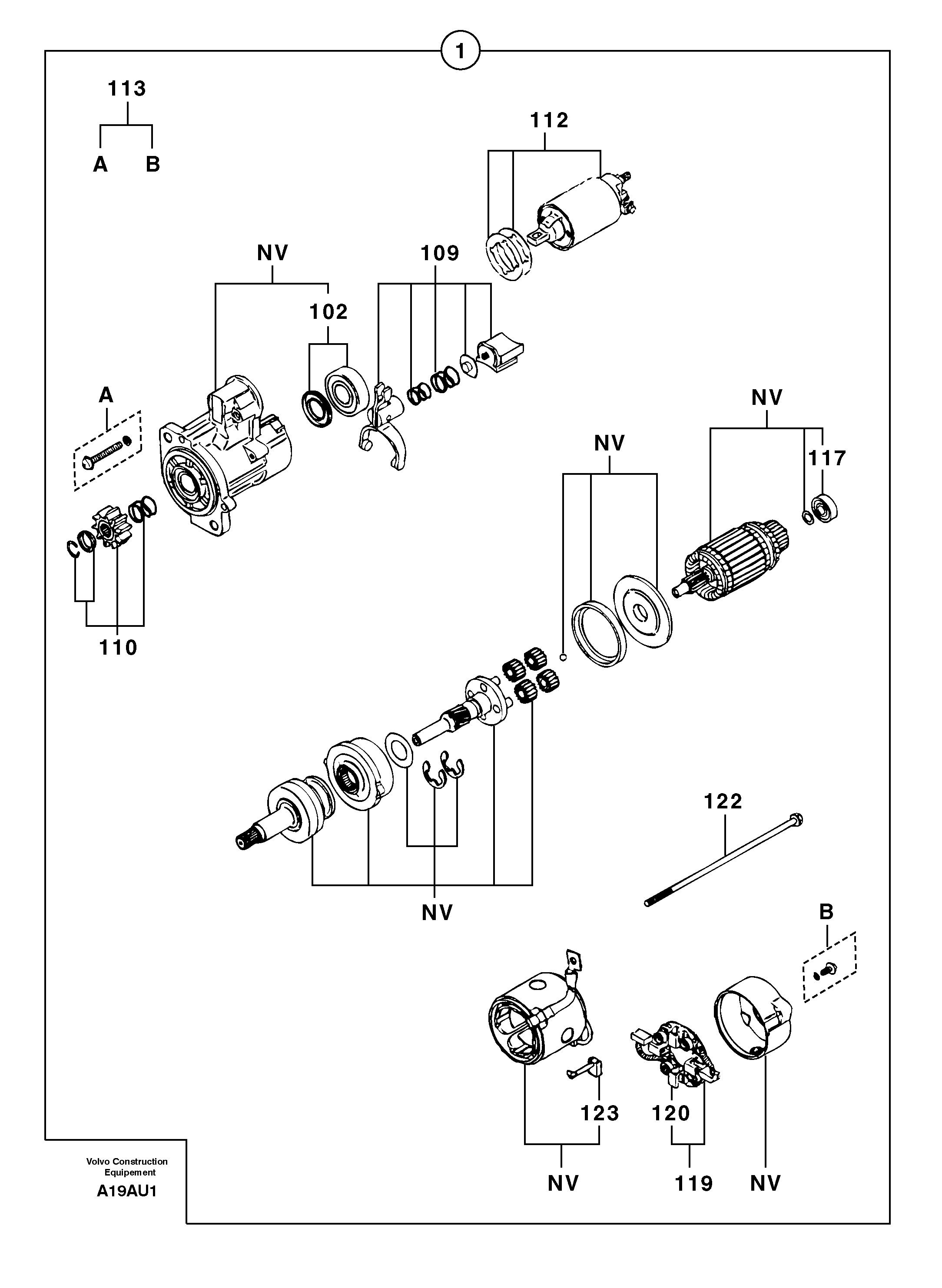 Starter motor  12 V - 2,2 KW — volvo parts diagram