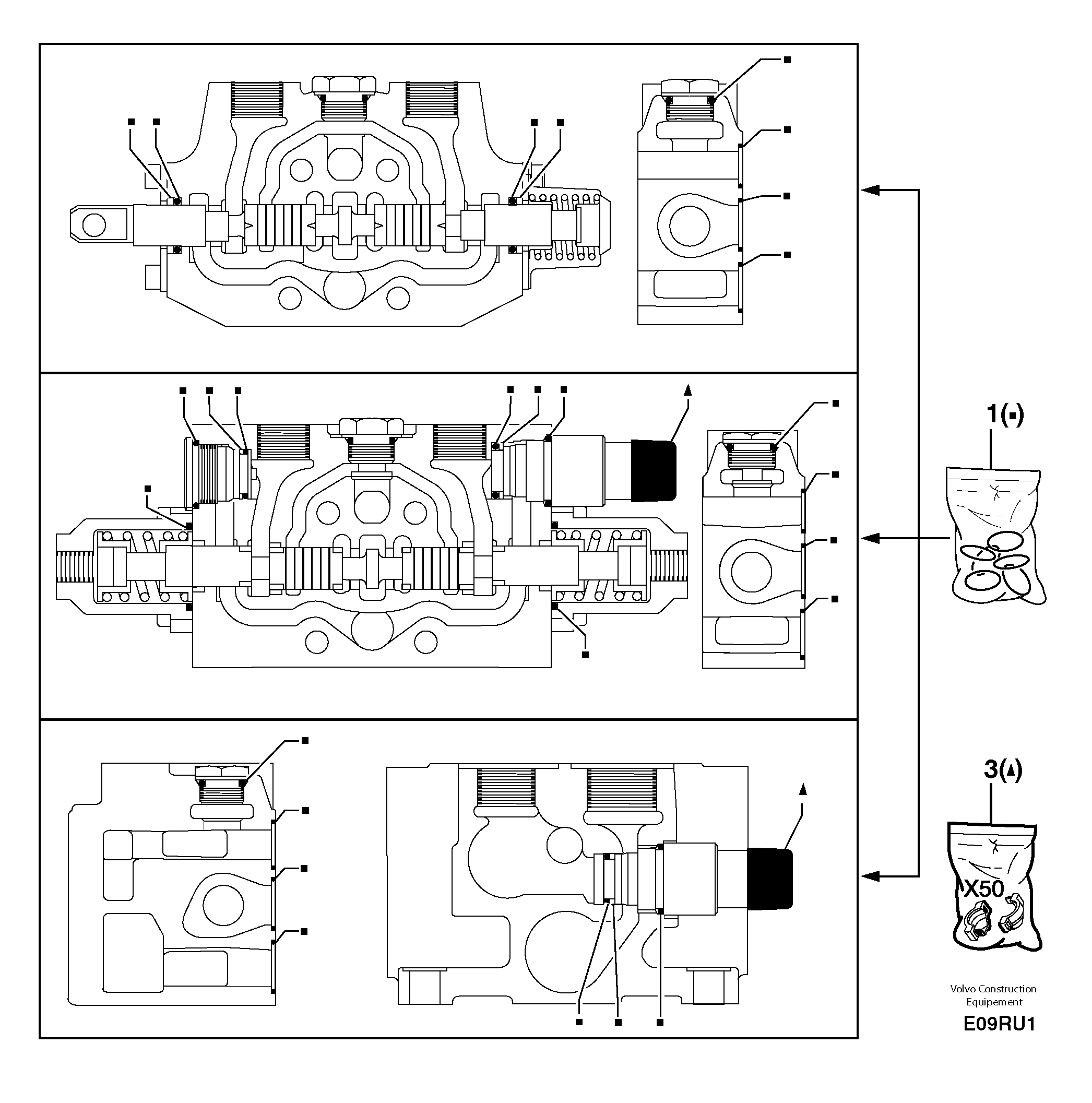 Control valve : seal (kit) for complete element — volvo parts diagram