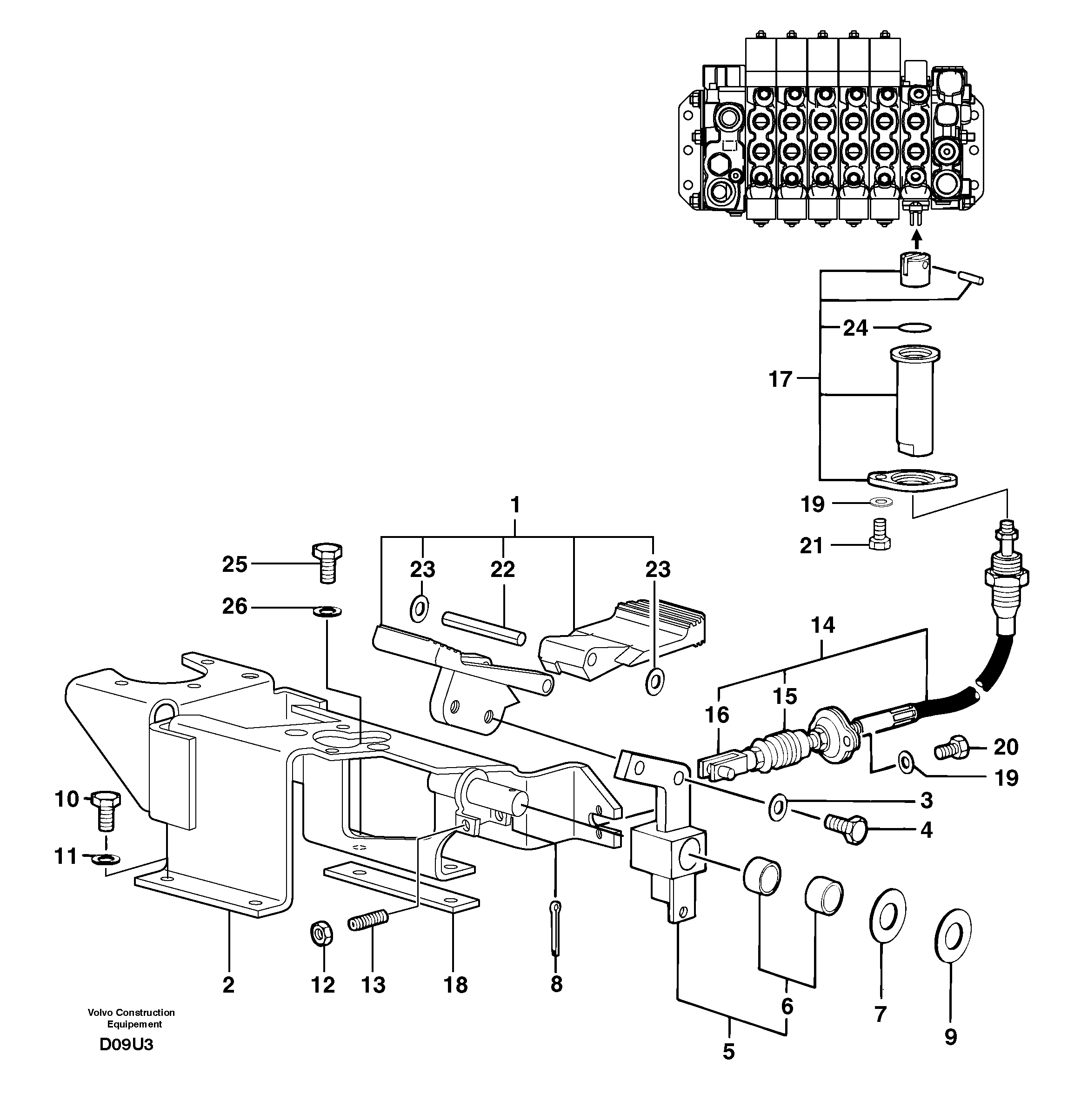 Control pedal : accessories on attachment - 90 l/m — volvo parts diagram