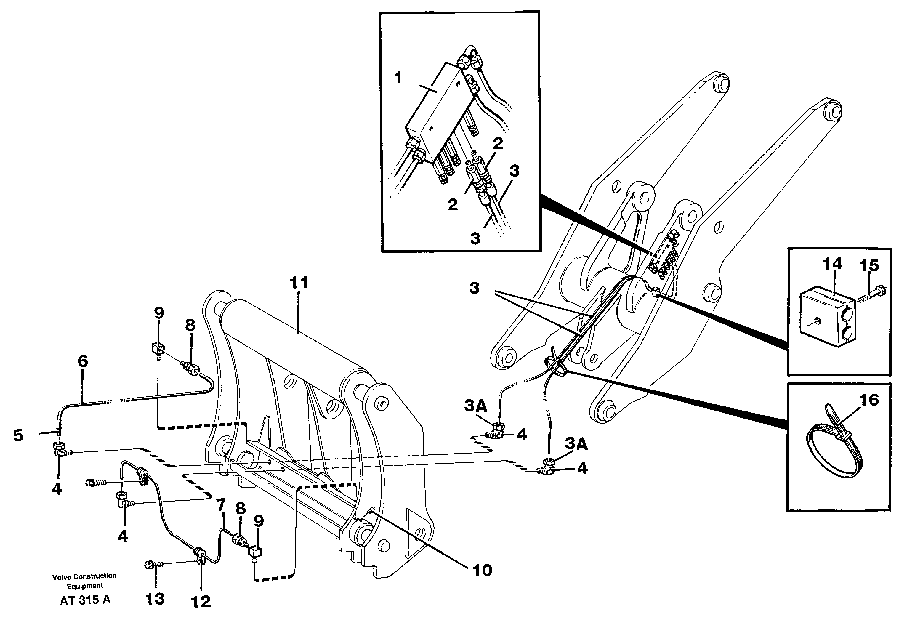 Central lubrication for tool bar. 94809, 94811 — volvo parts diagram