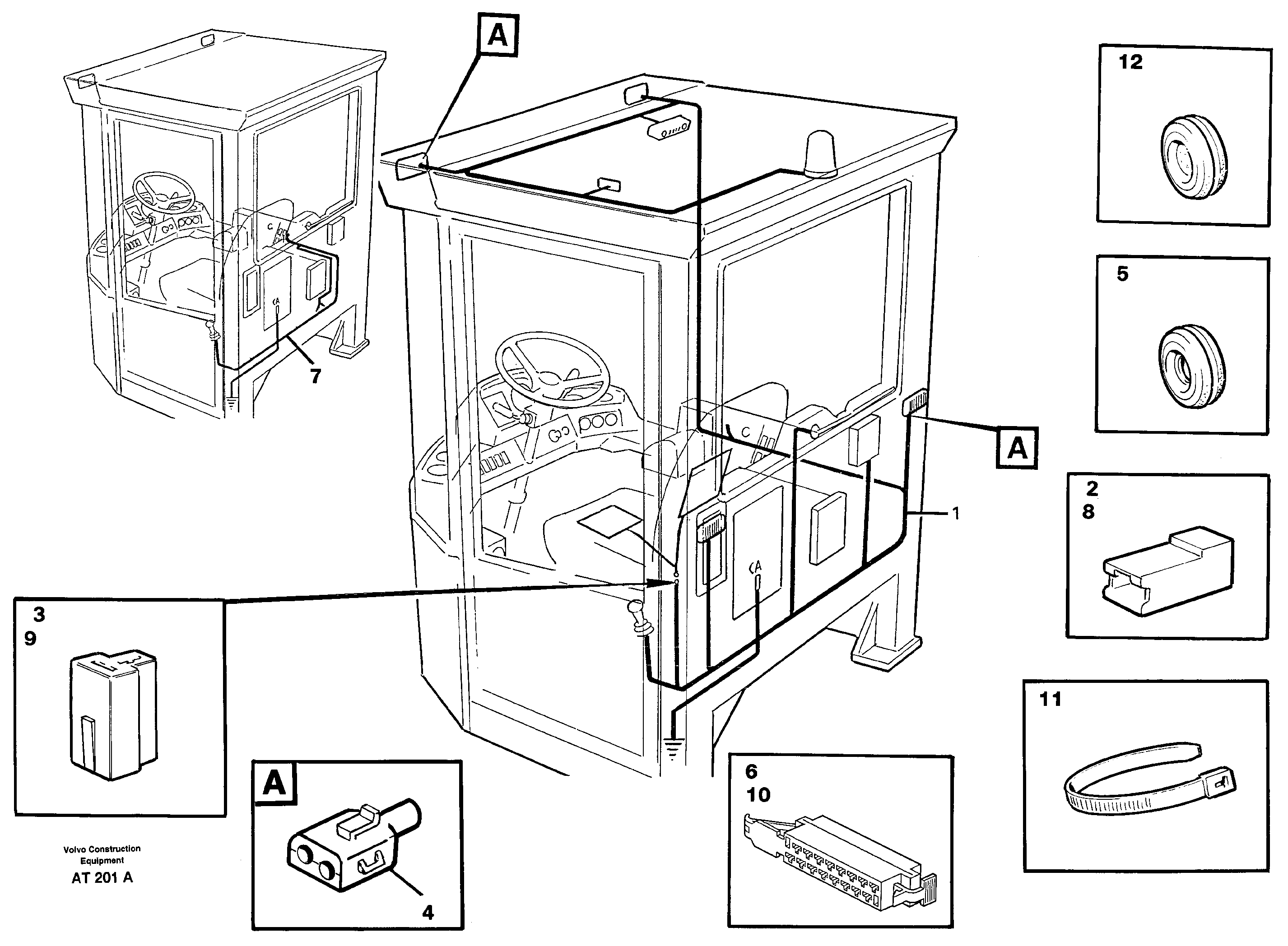 Cable harnesses, cab — volvo parts diagram