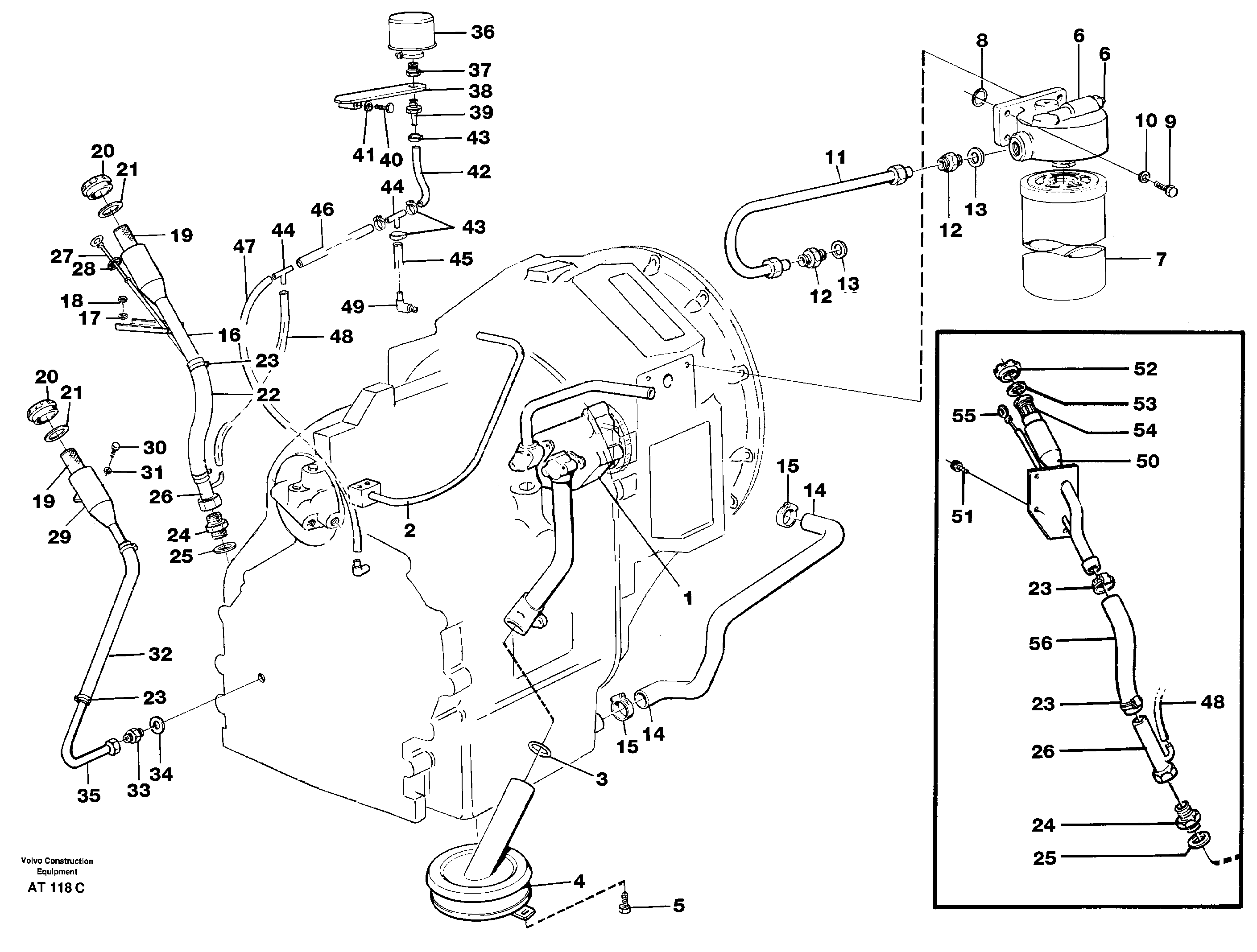 Oil filler and dipstick — volvo parts diagram