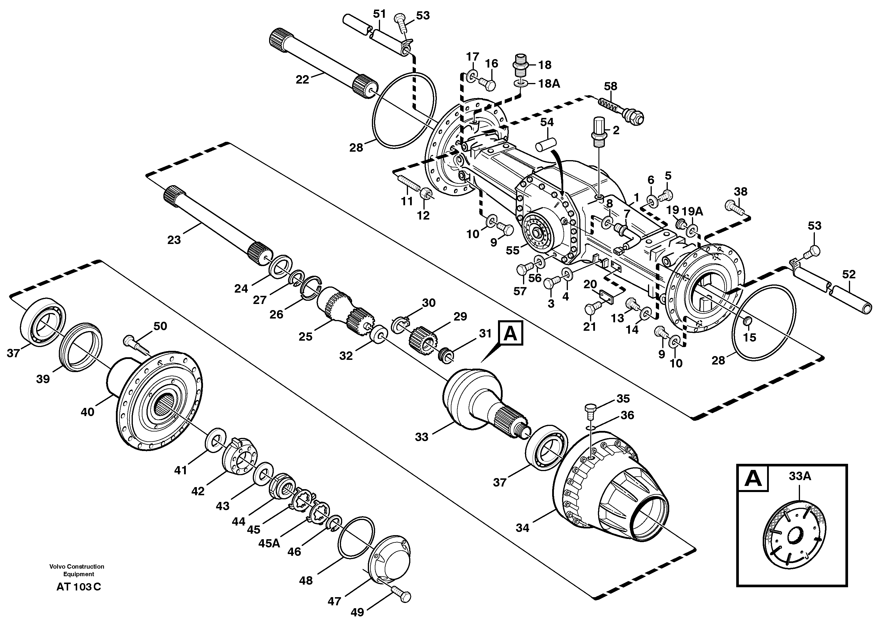 Planet shaft, rear  AWB 30, 23822, 23862 — volvo parts diagram