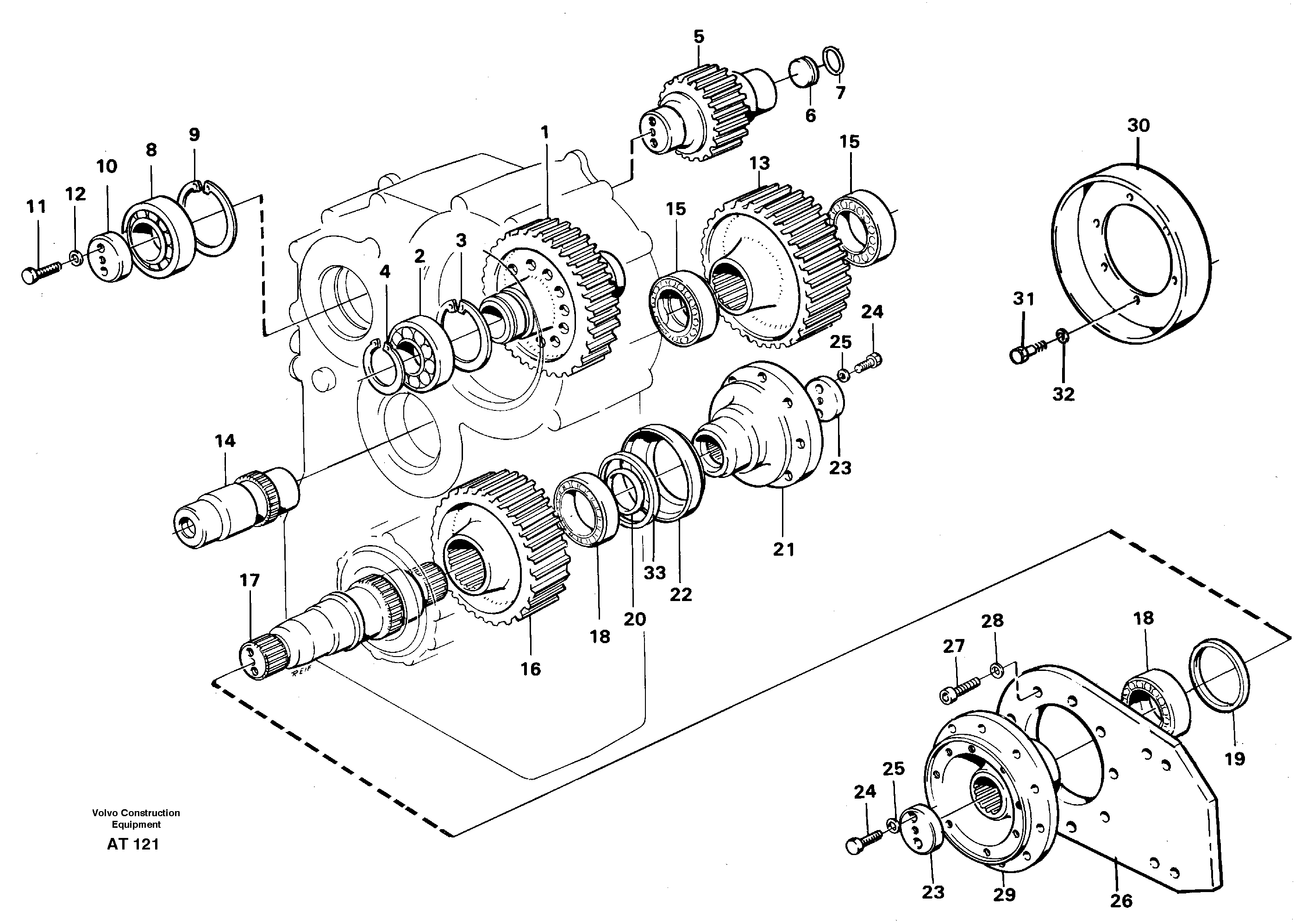 Transfer gearbox gears and shafts — volvo parts diagram