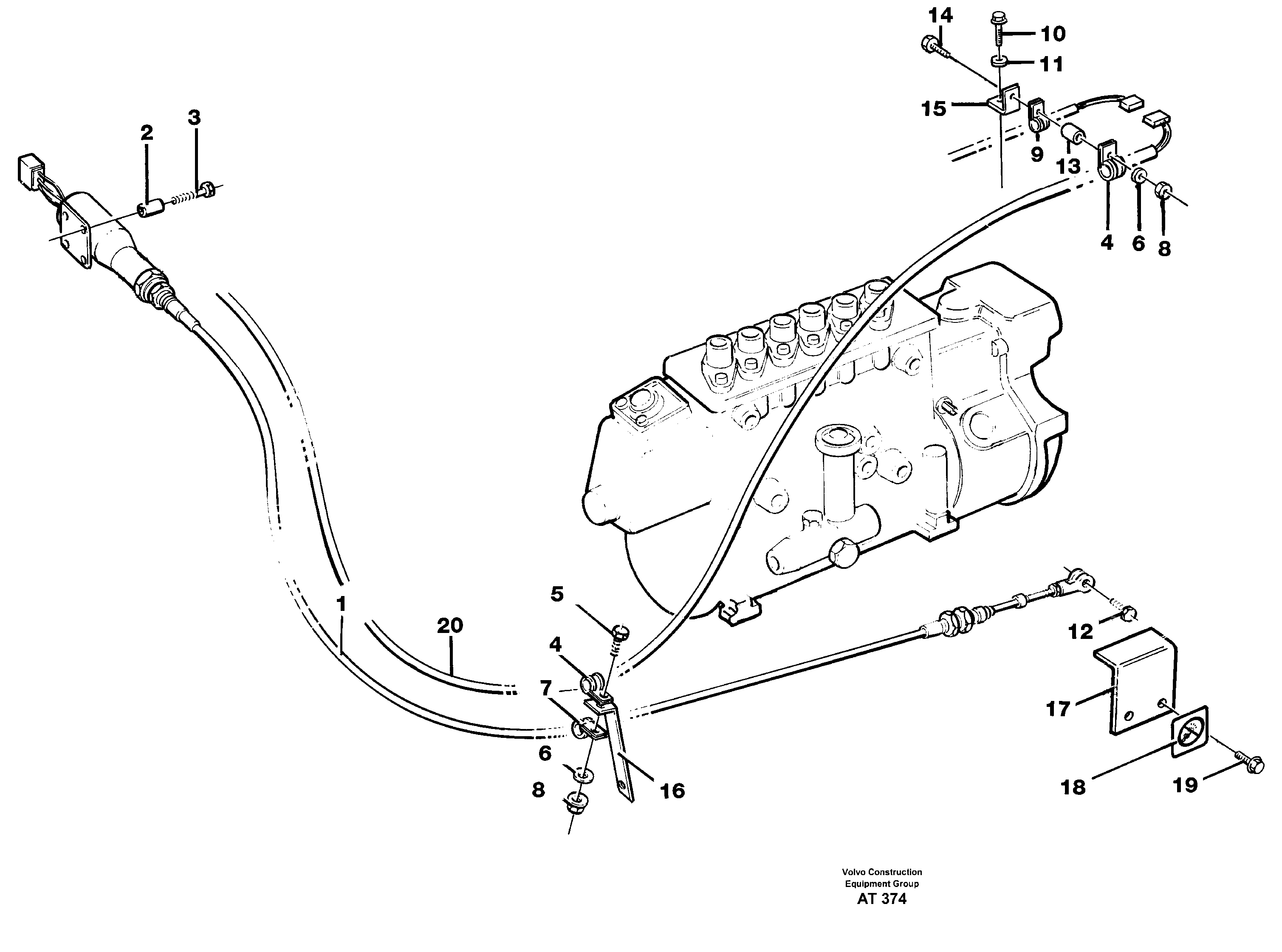 Key turn engine stop SER NO 14569-, SER NO 62605- USA, SER NO 70060- BRAZIL — volvo parts diagram