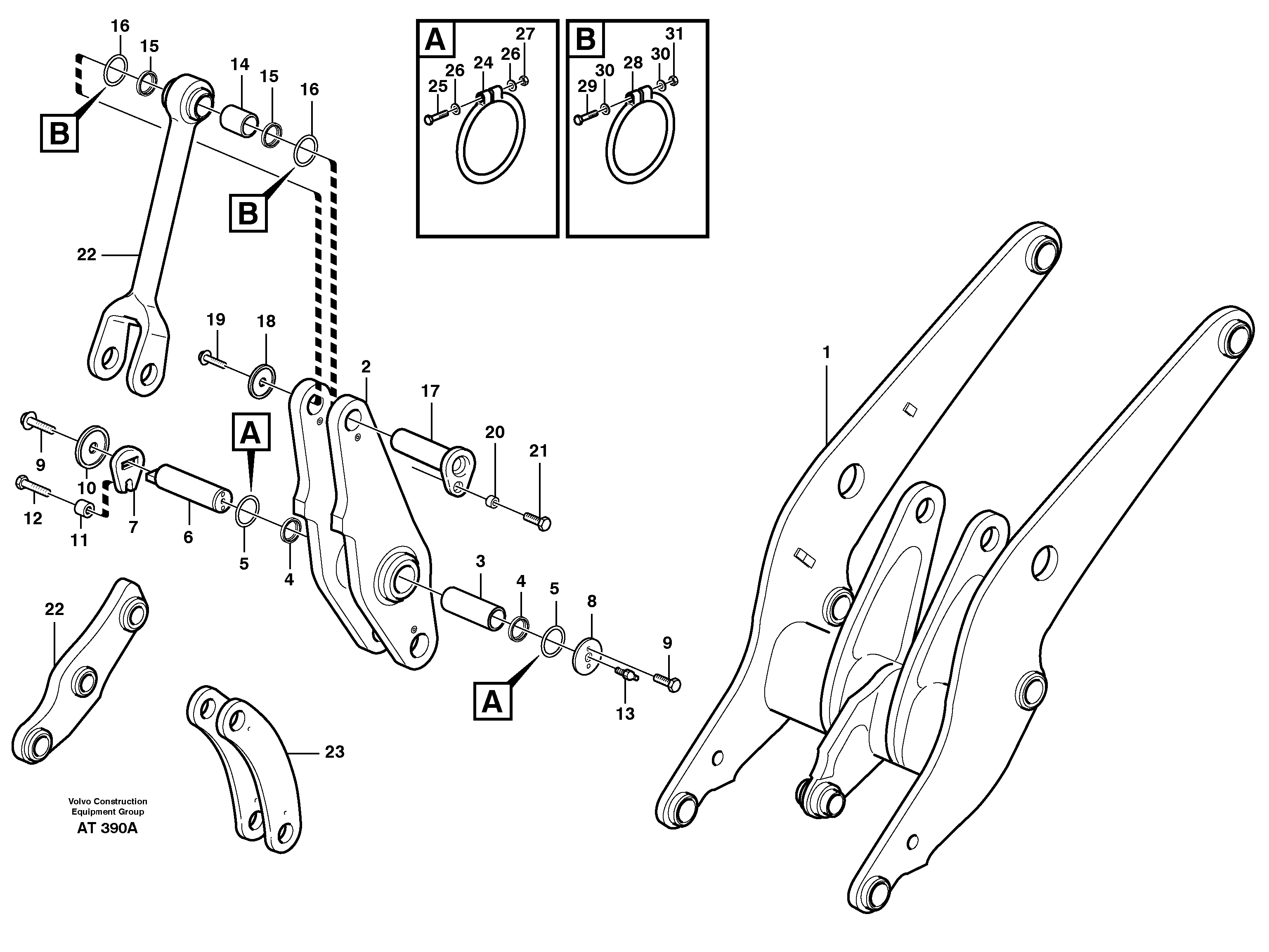 Rear links with assembly parts  33267 — volvo parts diagram