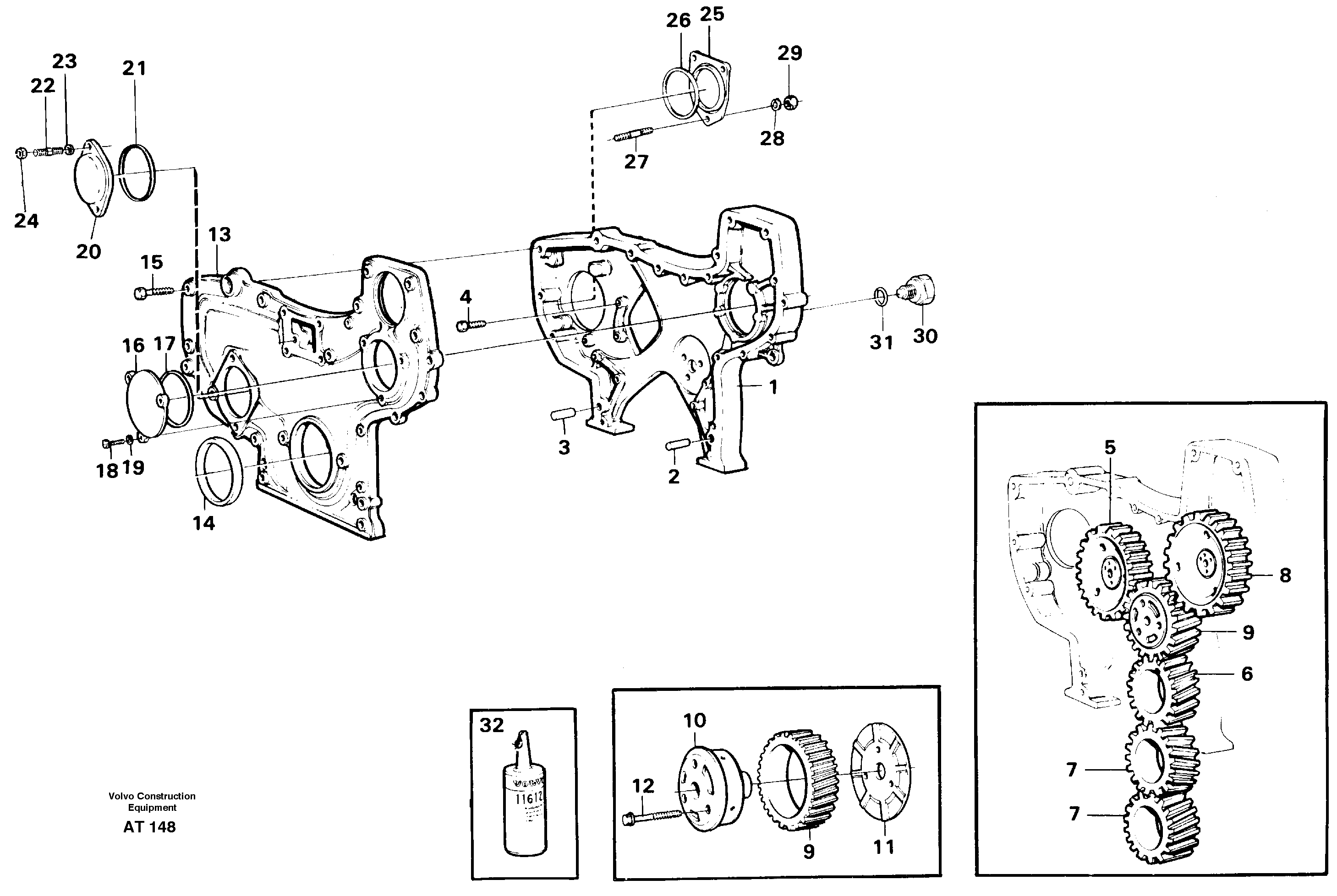 Timing gear casing — volvo parts diagram