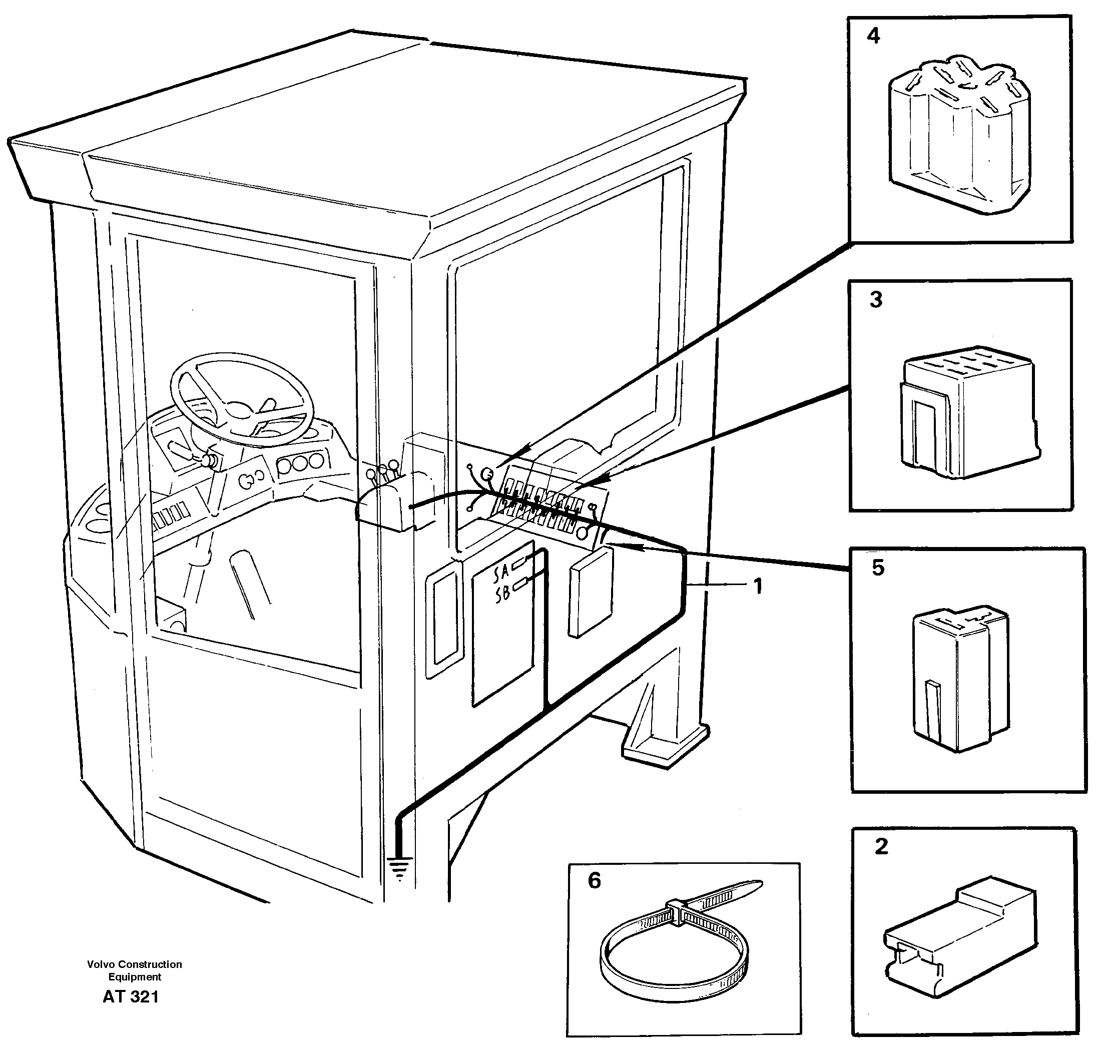Cable harnesses, cab — volvo parts diagram