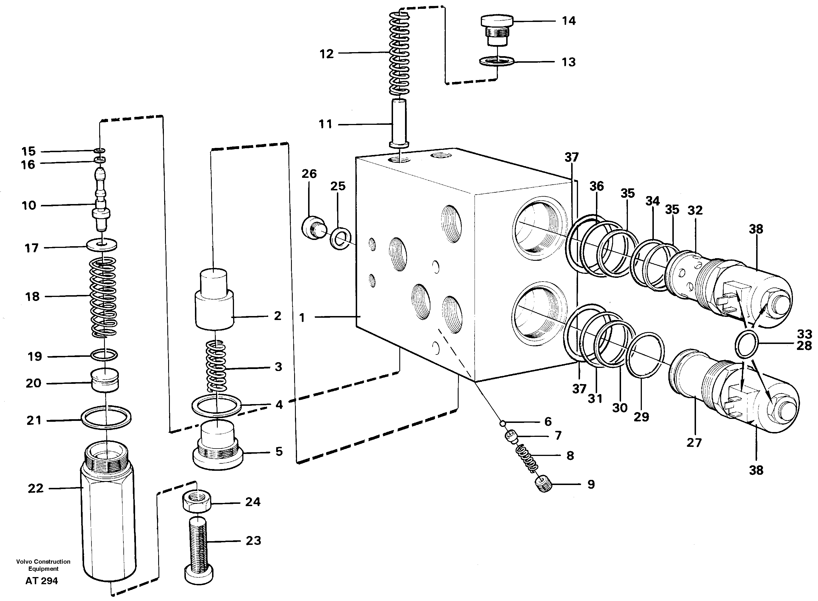 Valve, circuit body and return valve  94538 — volvo parts diagram