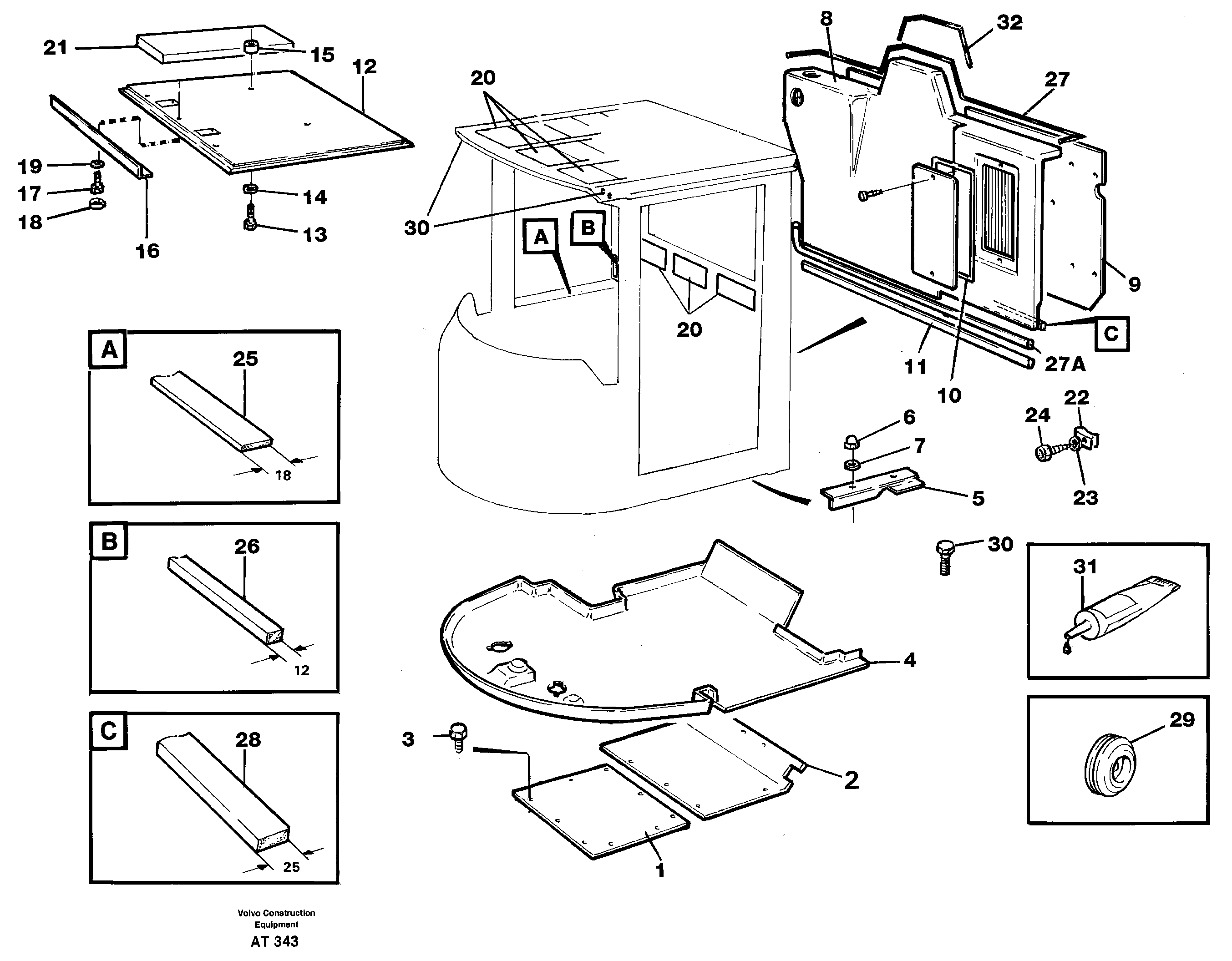 Insulating matting  33260 OPEN ROPS — volvo parts diagram