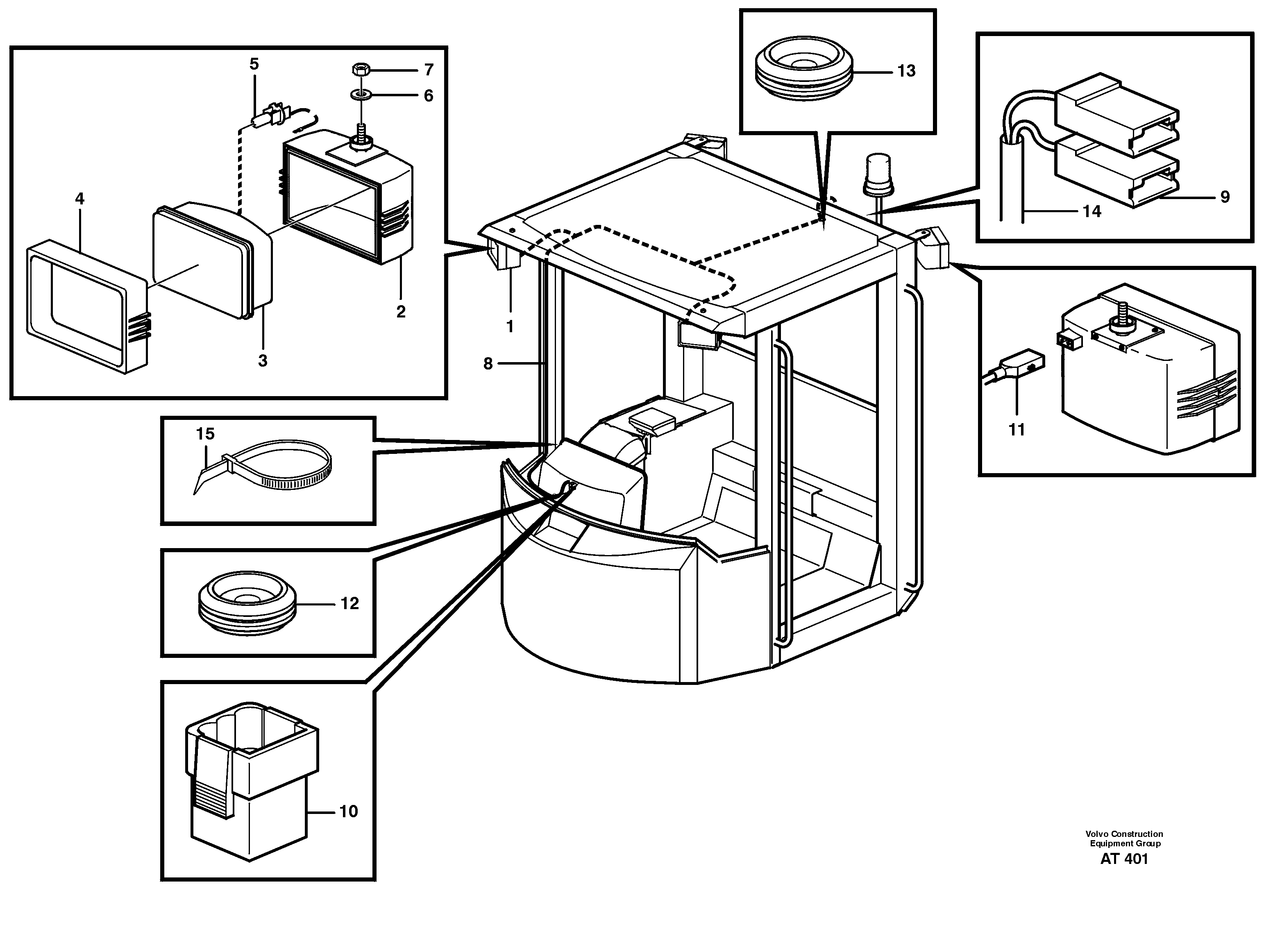 Work lights, front 80030 — volvo parts diagram