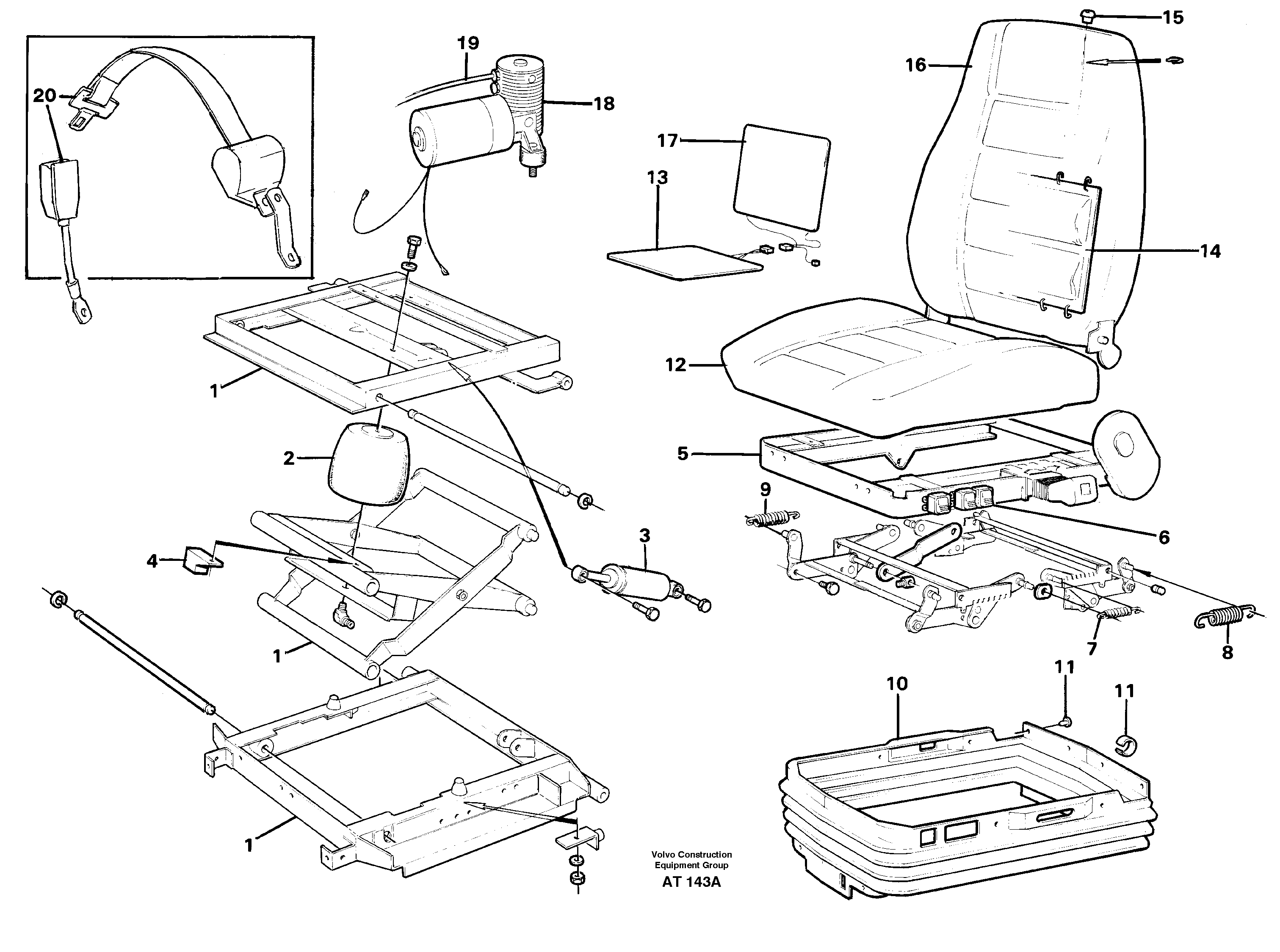 Driver's seat.  92404, 94907 — volvo parts diagram