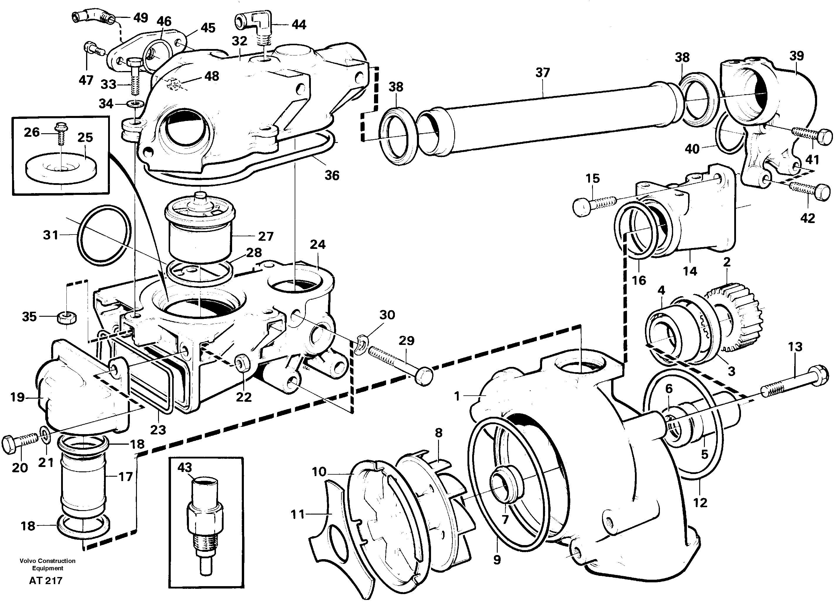 Water pump, thermostat housing — volvo parts diagram