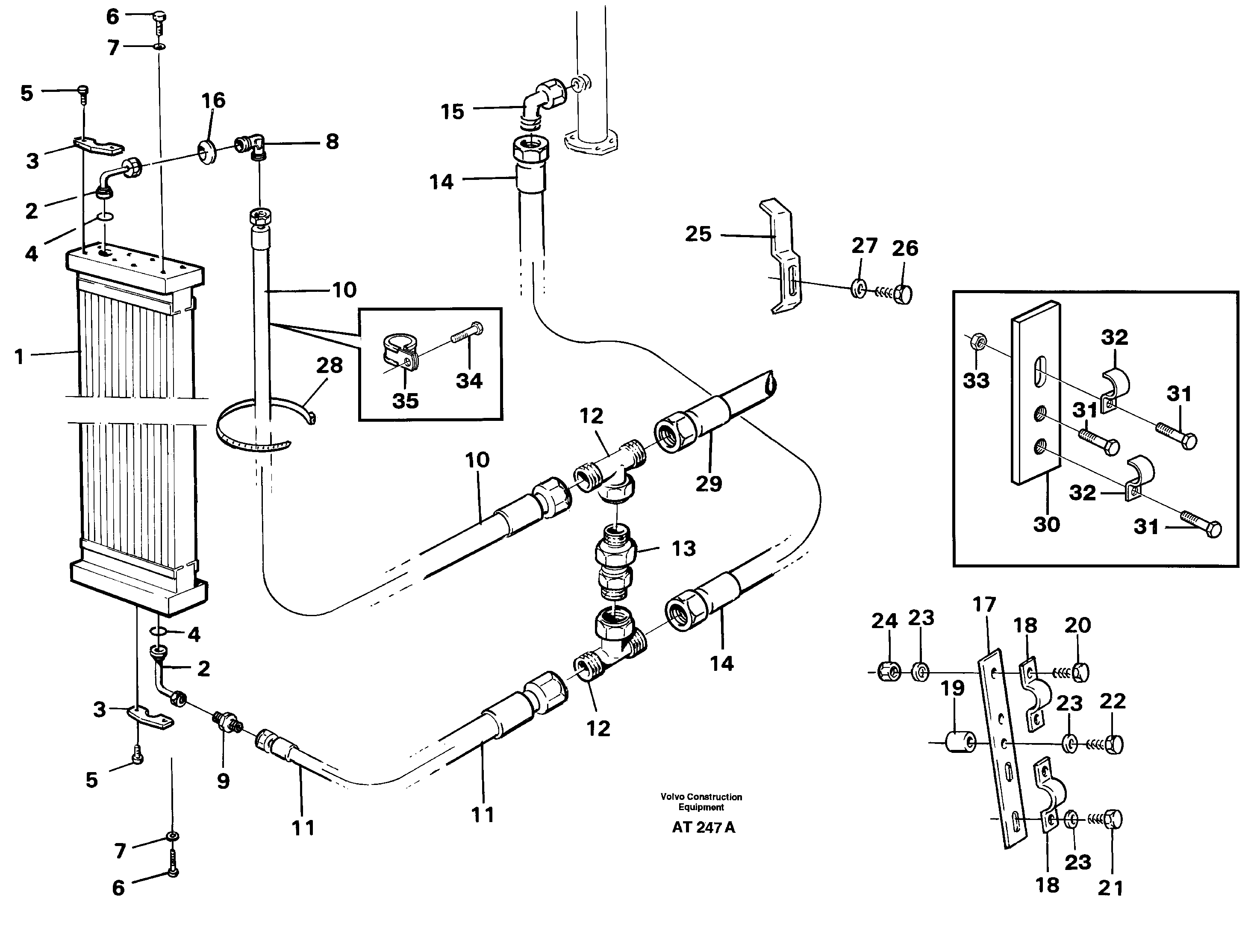 Hydraulic oil cooler — volvo parts diagram