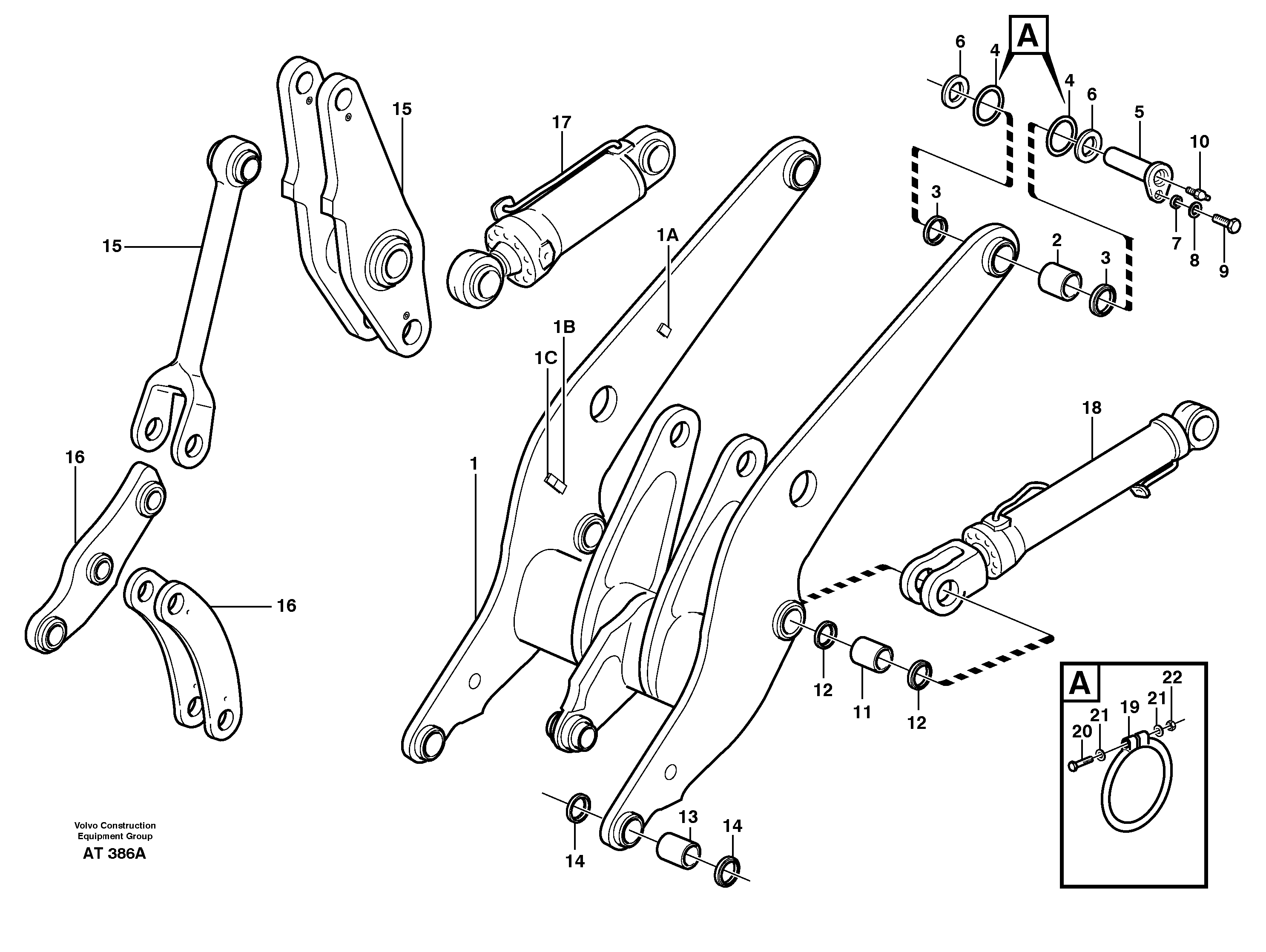 Lifting frame work with assembly parts — volvo parts diagram